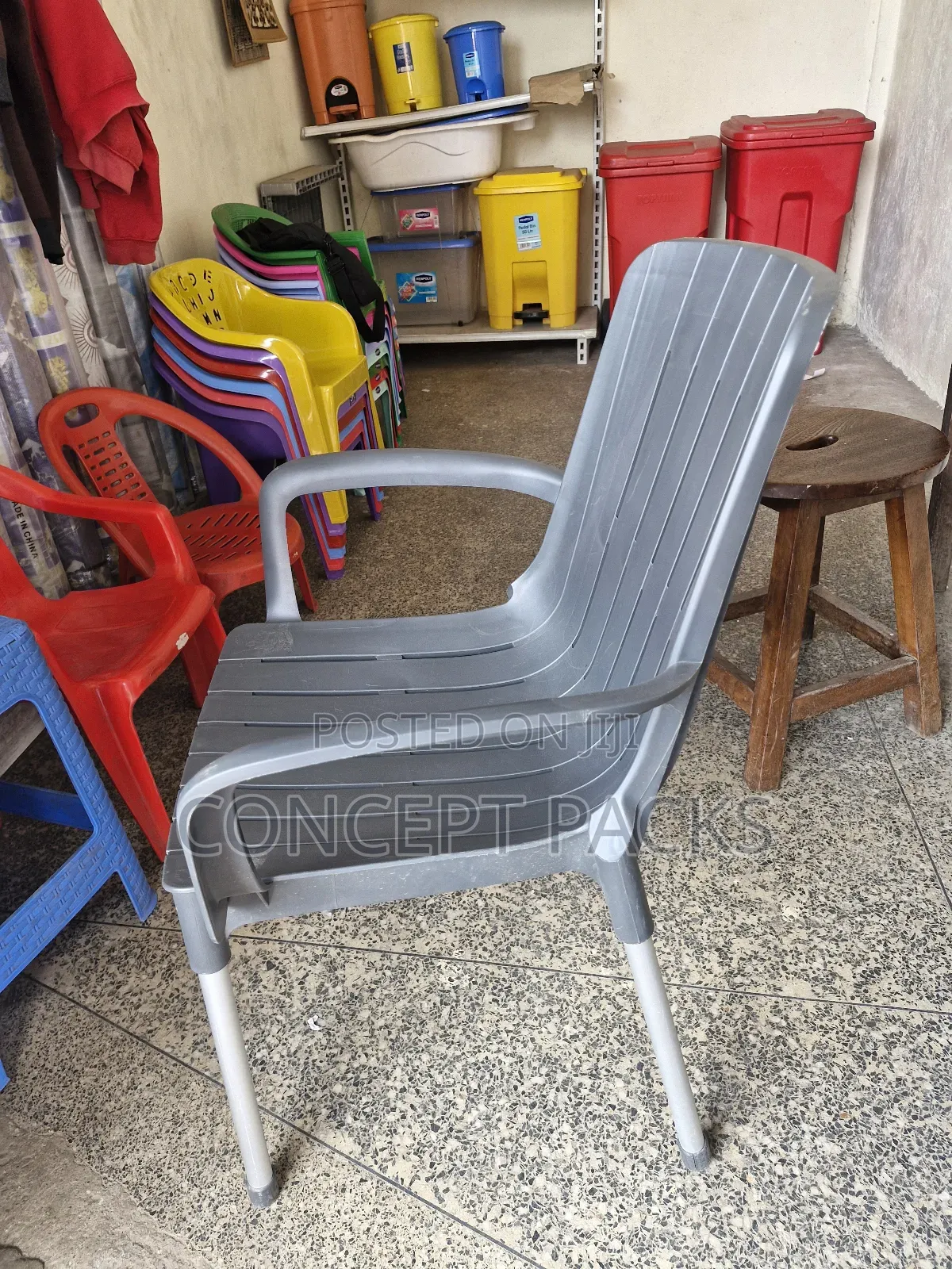 Dark Modern Metal Tubing Arm Chair