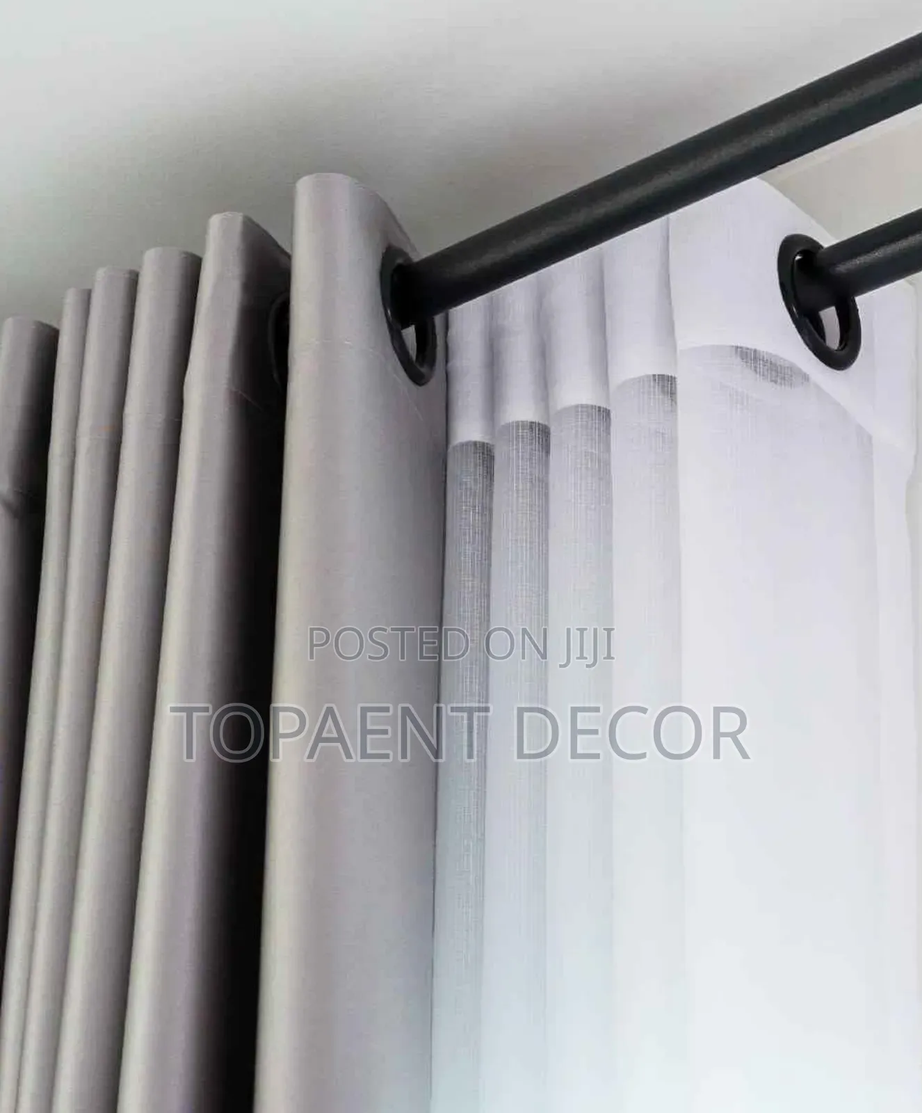 Blackout Grey Window Curtains And Heavy White Sheers