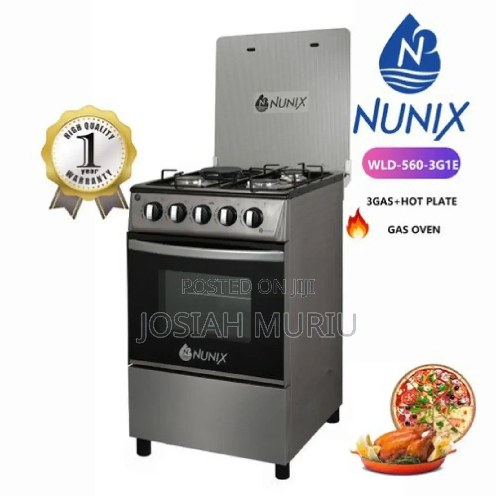 Nunix 3+1 Standing Cooker 50 by 55 – Auto Ignition + Gas Oven