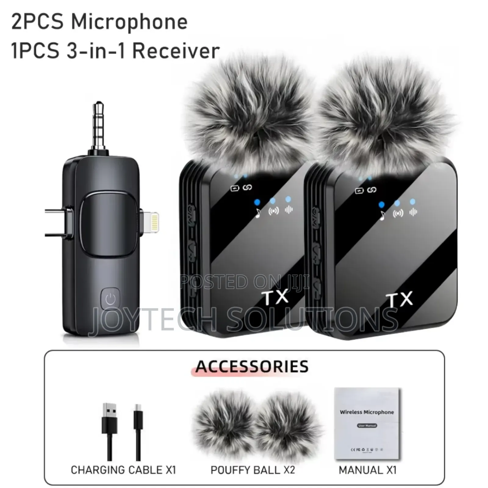 3 in 1 Wireless Microphone Connector Hands Free Video Shooting