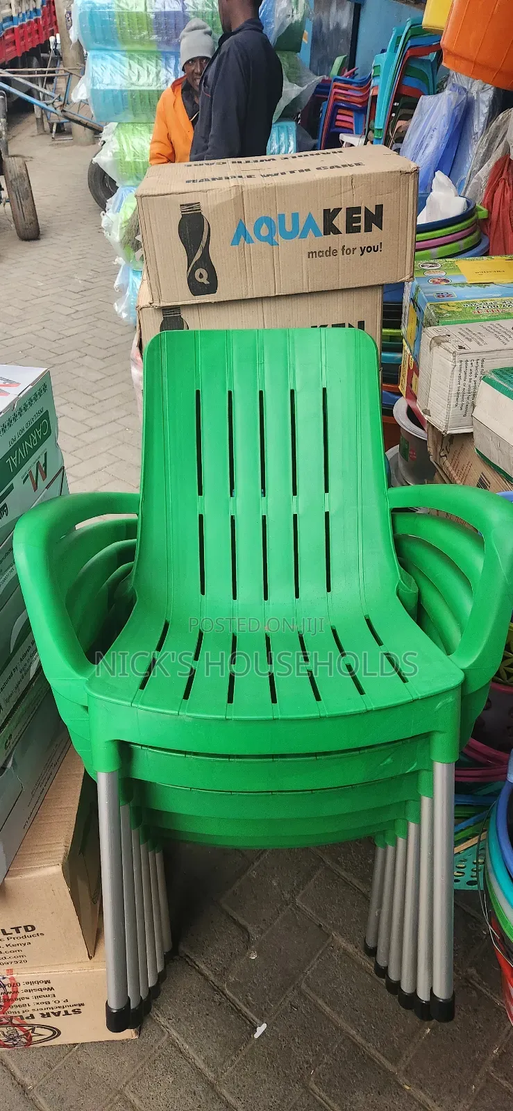 Super Plastic Chairs With Armrest, Safaricom Green