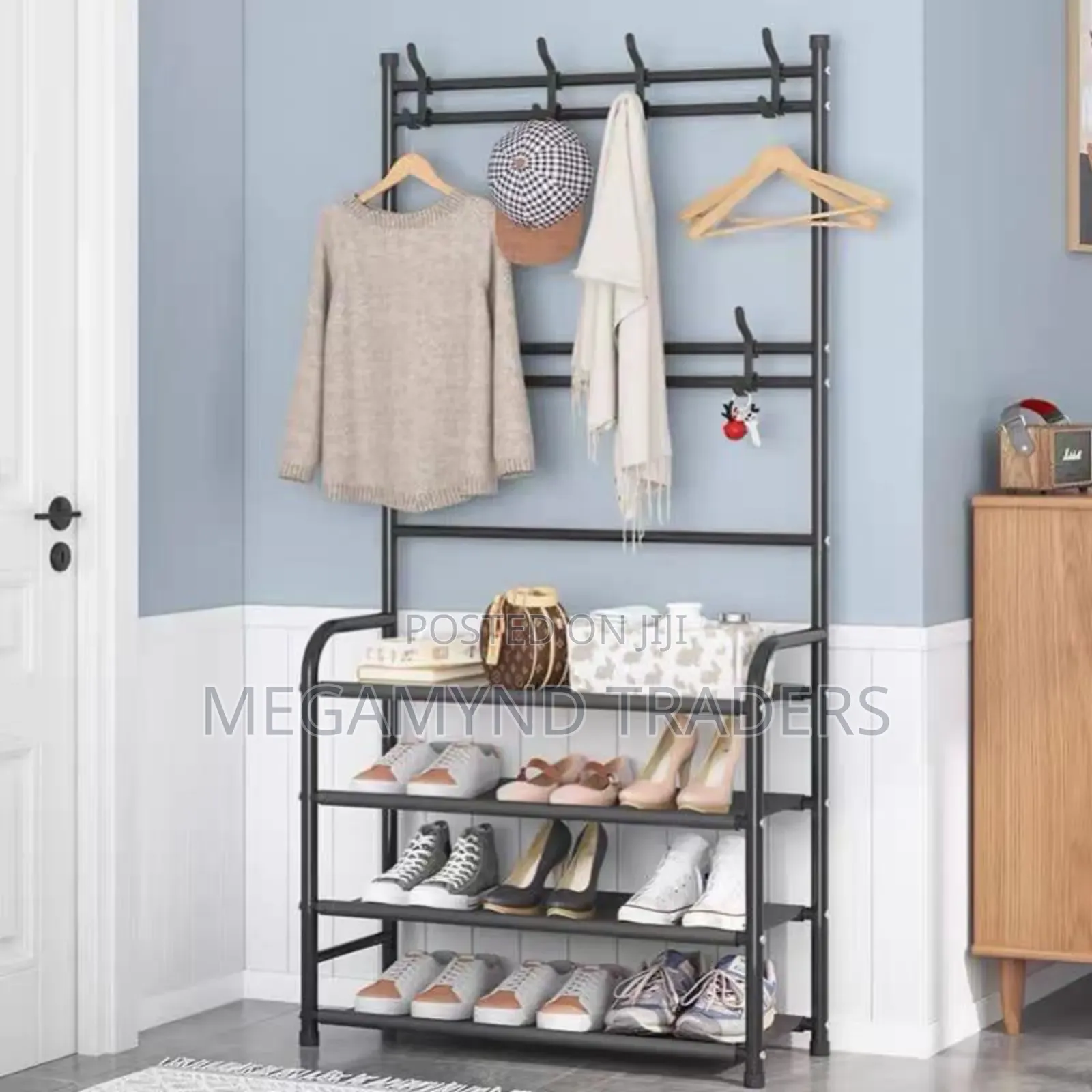 Shoe Rack With Hat Hanging Hooks/Coat Rack