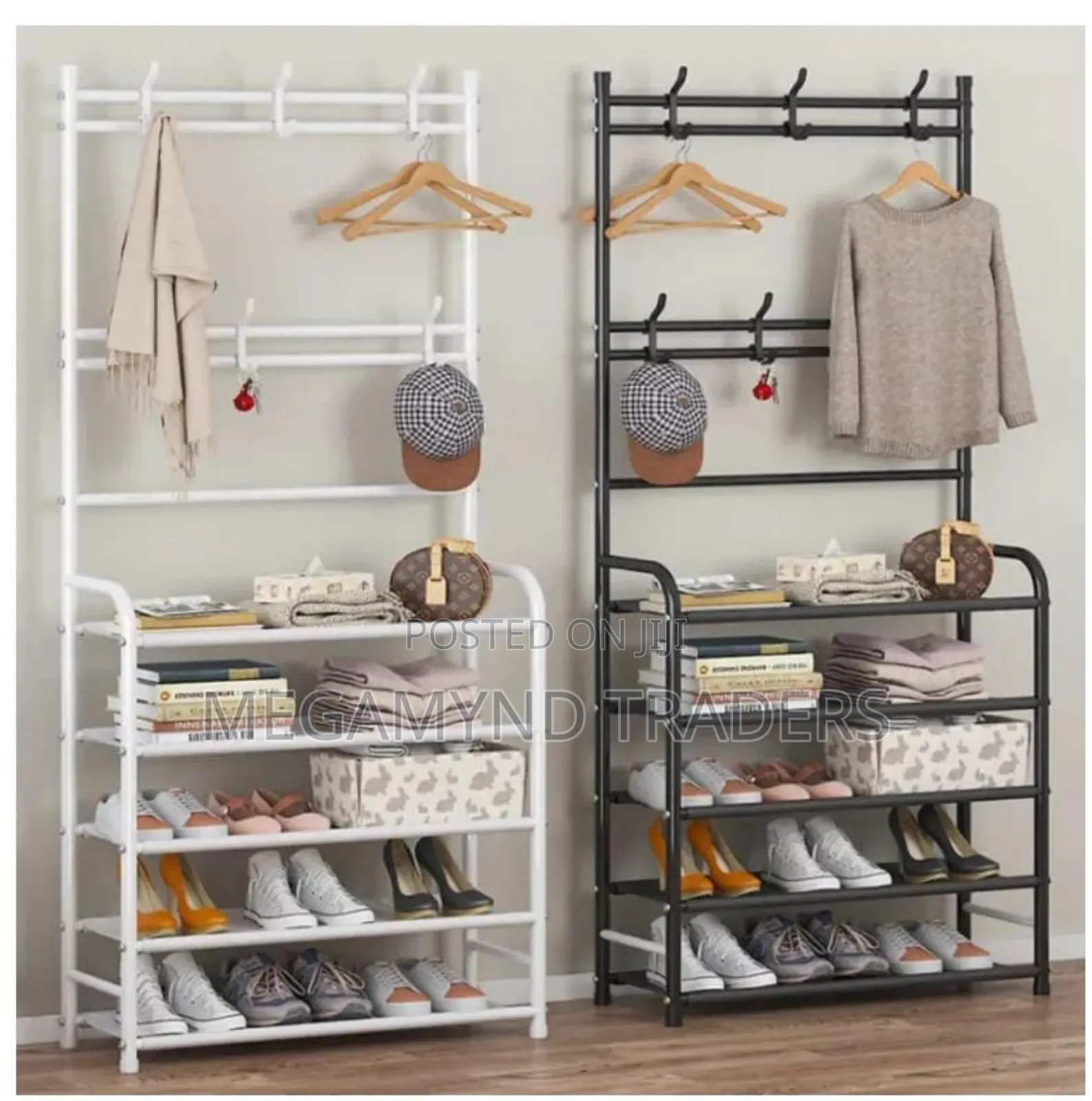 Shoe Rack With Hat Hanging Hooks/Coat Rack