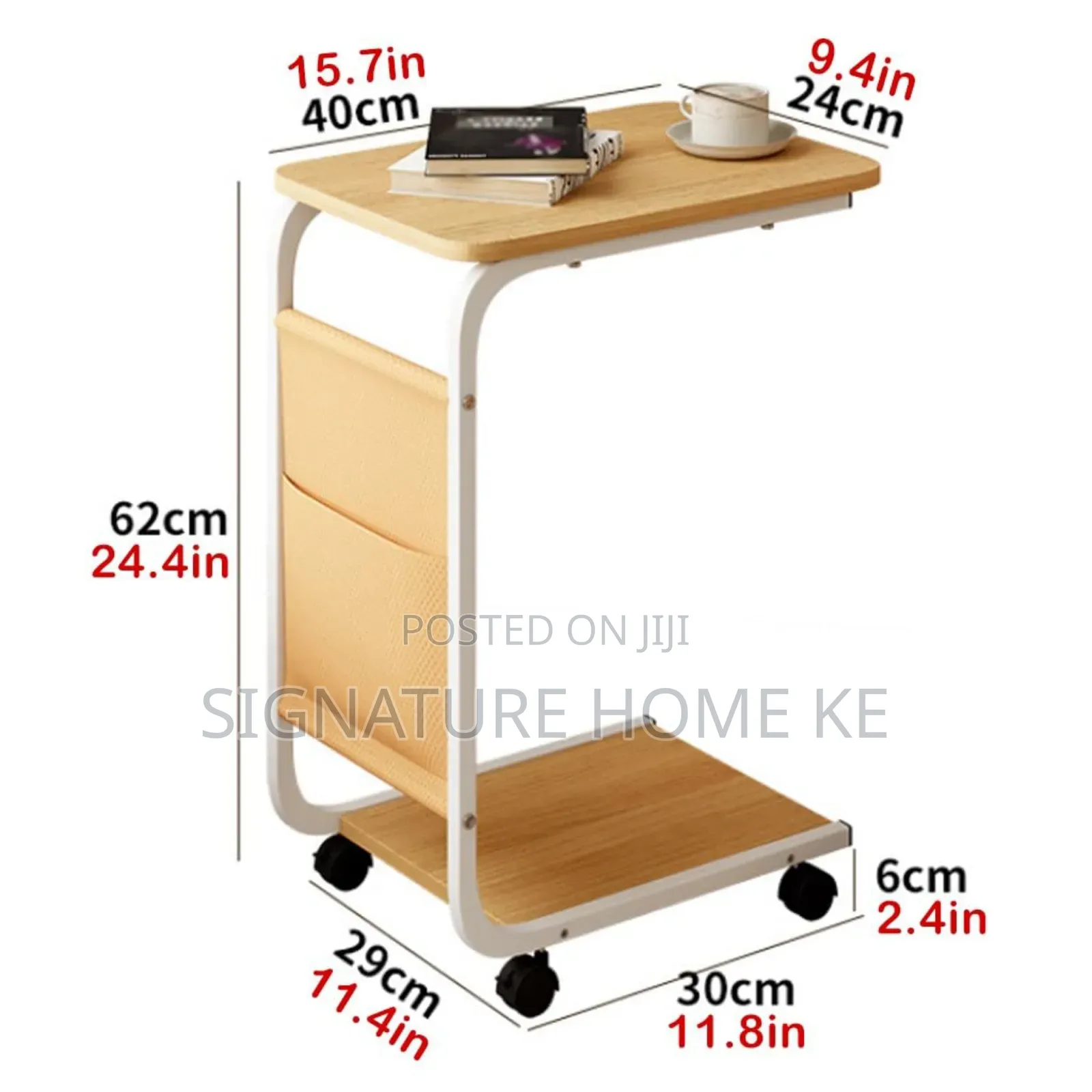 2 Layer Trolley Side Table With Matching Insert Pocket