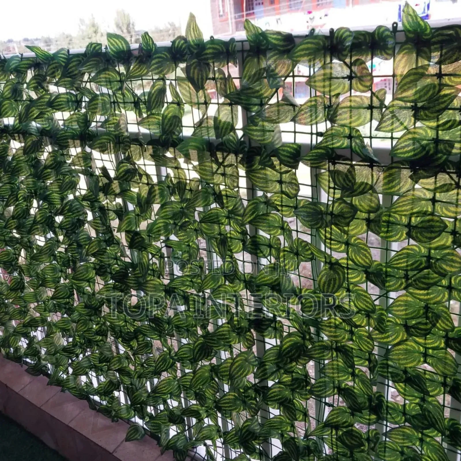 Beautiful Artificial Balcony Ivy Privacy Fence With Watermelon Colour