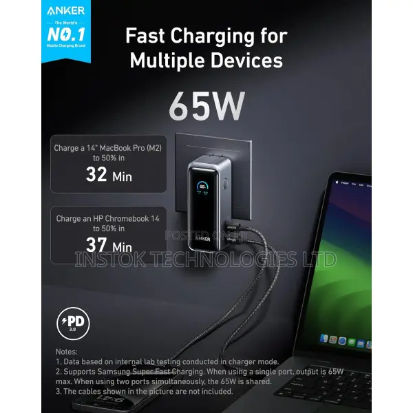 Anker Prime 2-in-1 Power Bank and Wall Charger 9600mah 65w