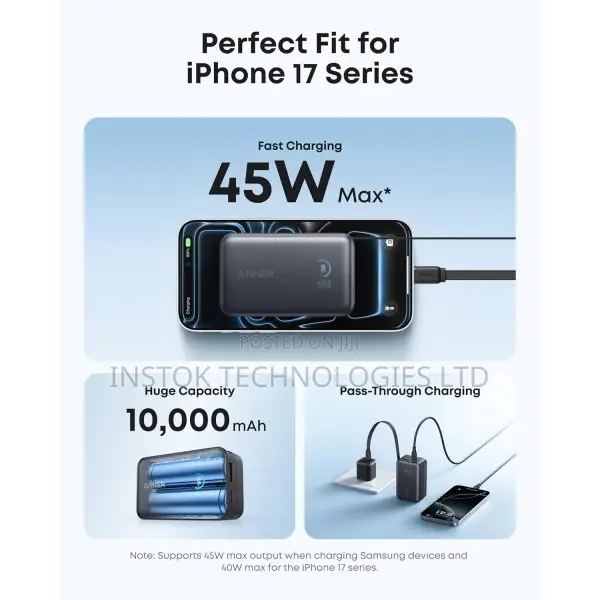 Anker Nano Power Bank 45w Built-in Retractable Usb-C Cable