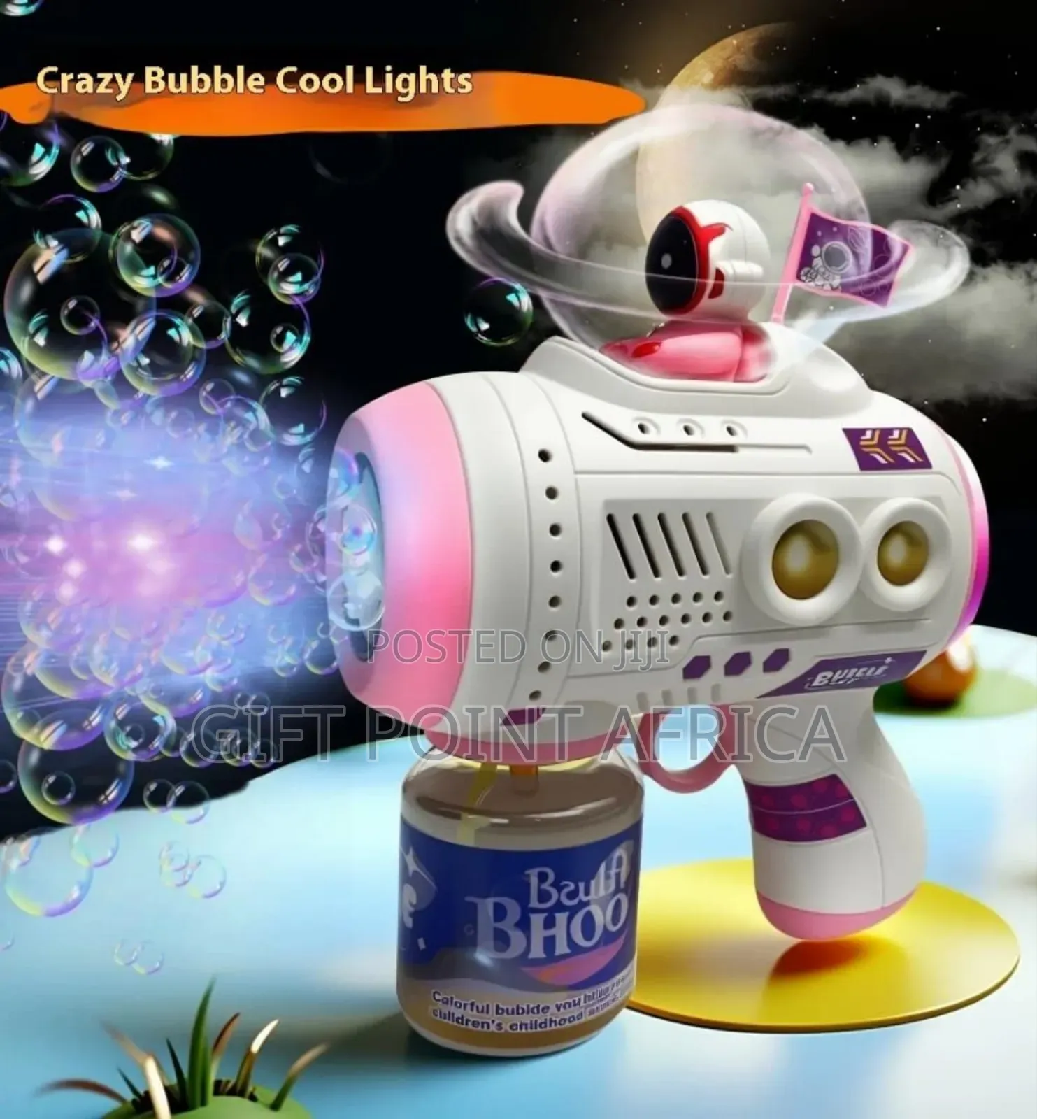 Battery Operated Bubble Gun With Inbuilt Bubble Water And Lights