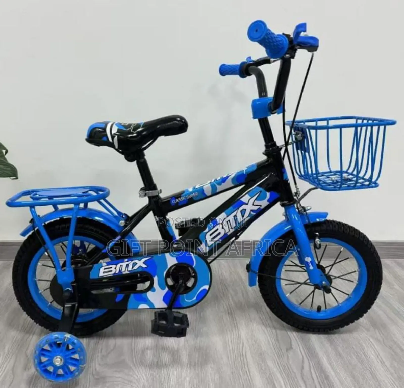 Bmx Kids Bike Size 12 With Adjustable Seat,Bell And Training Wheels
