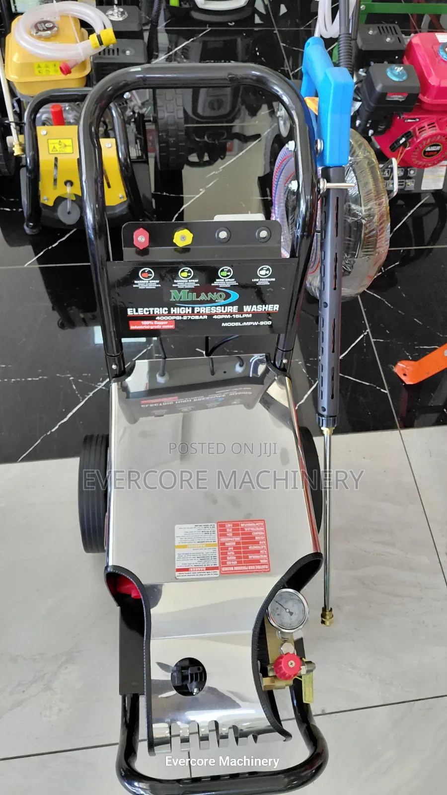 Milano Italia Electric Highpressure Washer 4000psi Single Phase 5hp.