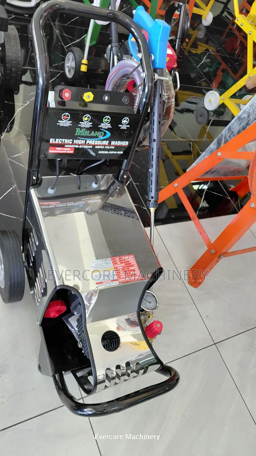 Milano Italia Electric Highpressure Washer 4000psi Single Phase 5hp.