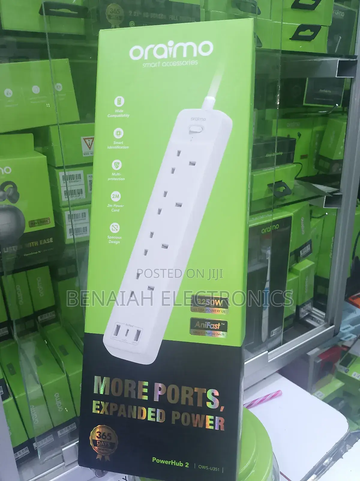 Oraimo Extension Cable 3250w,2m Power Cord