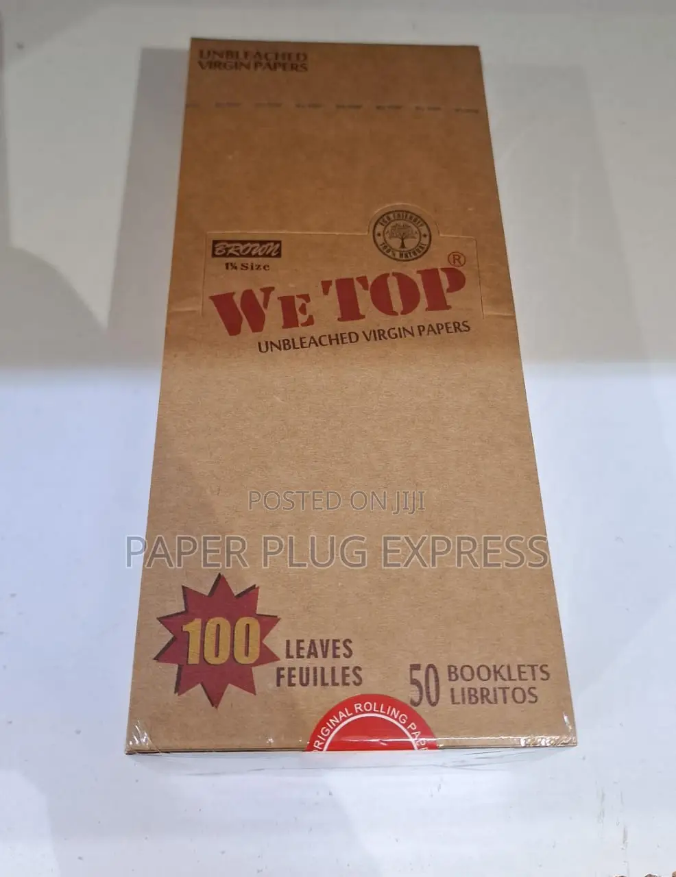 Wetop Brown 1 1/4 Size Rolling Papers - 100 Leaves Box