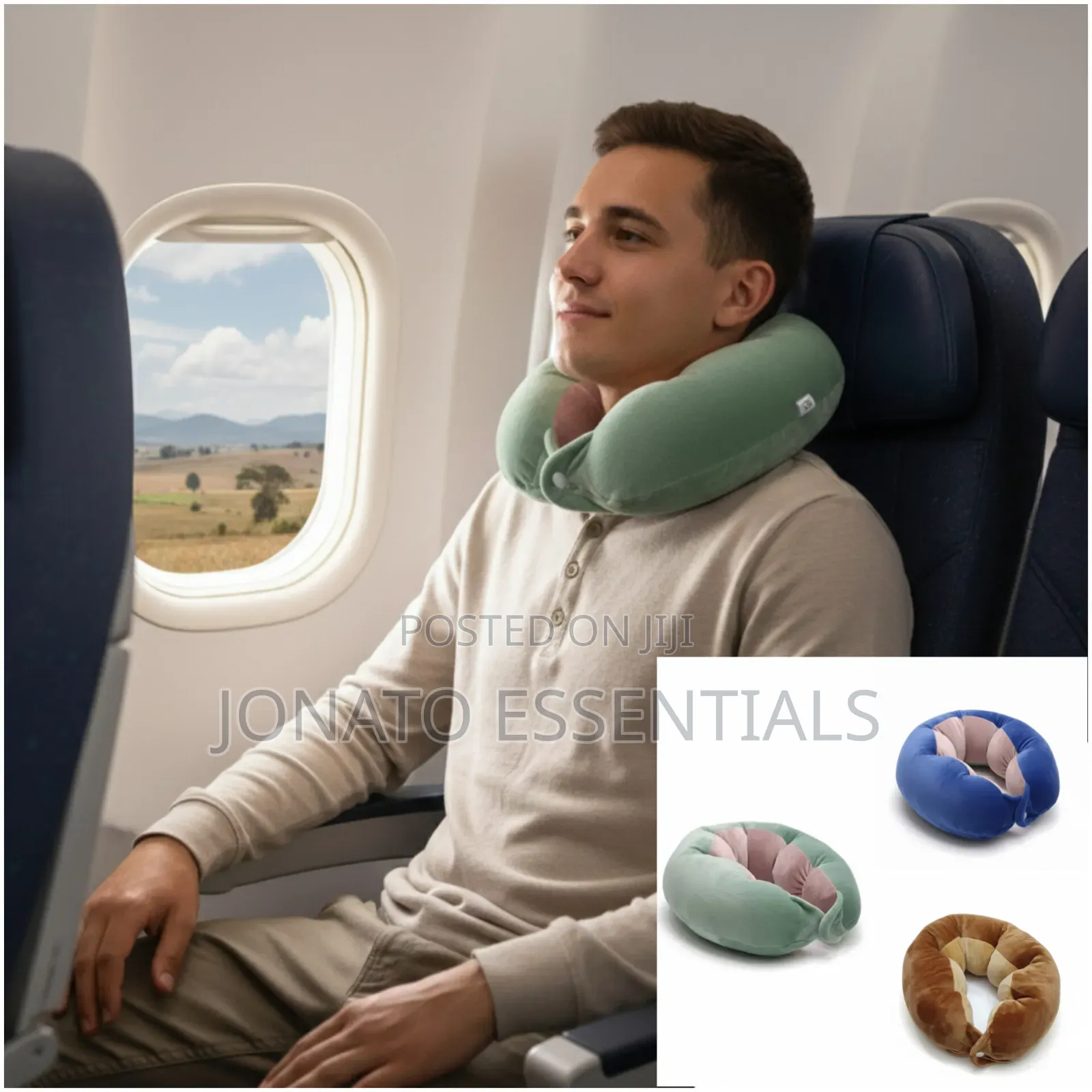 Memory Foam Travel Neck Pillow for Airplane, Bus and Car