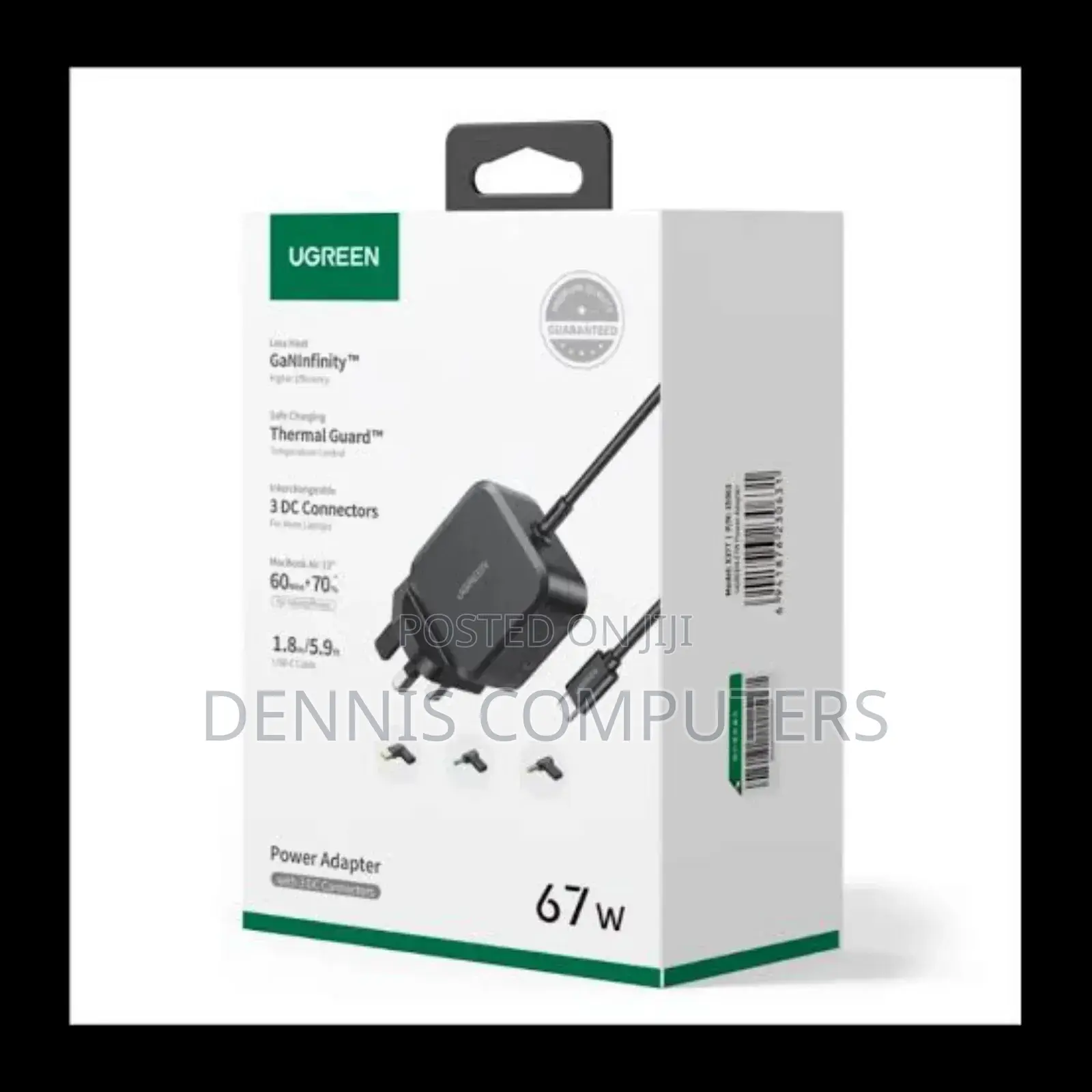Ugreen Usb-C 67w Pd Gan Techpower Adapter Uk+3 Dc Connectors