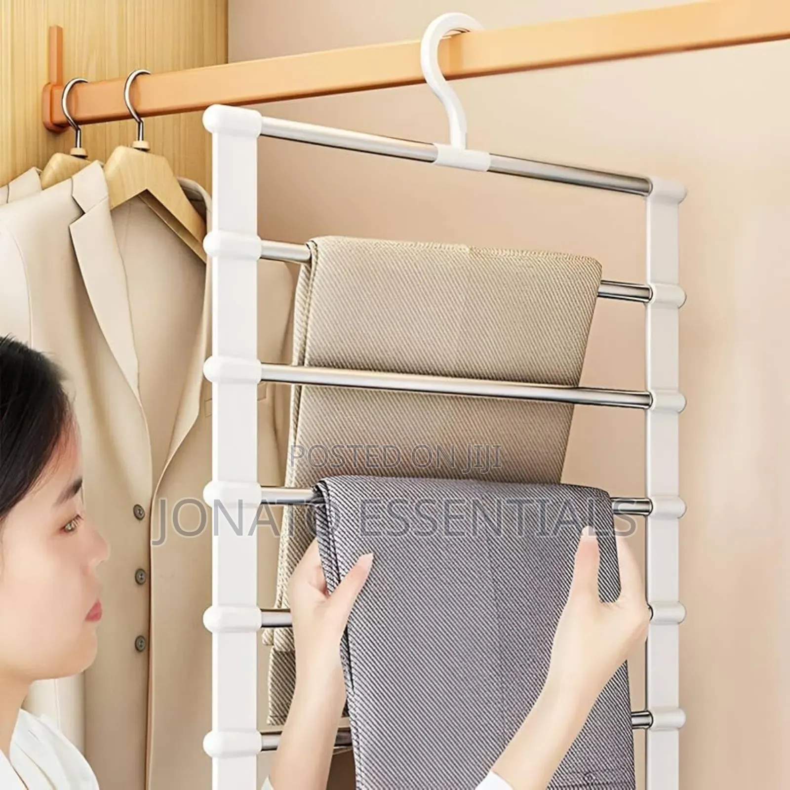 Pair of Multi Layer Pants Trousers Hanger Organizer 7 Tiers