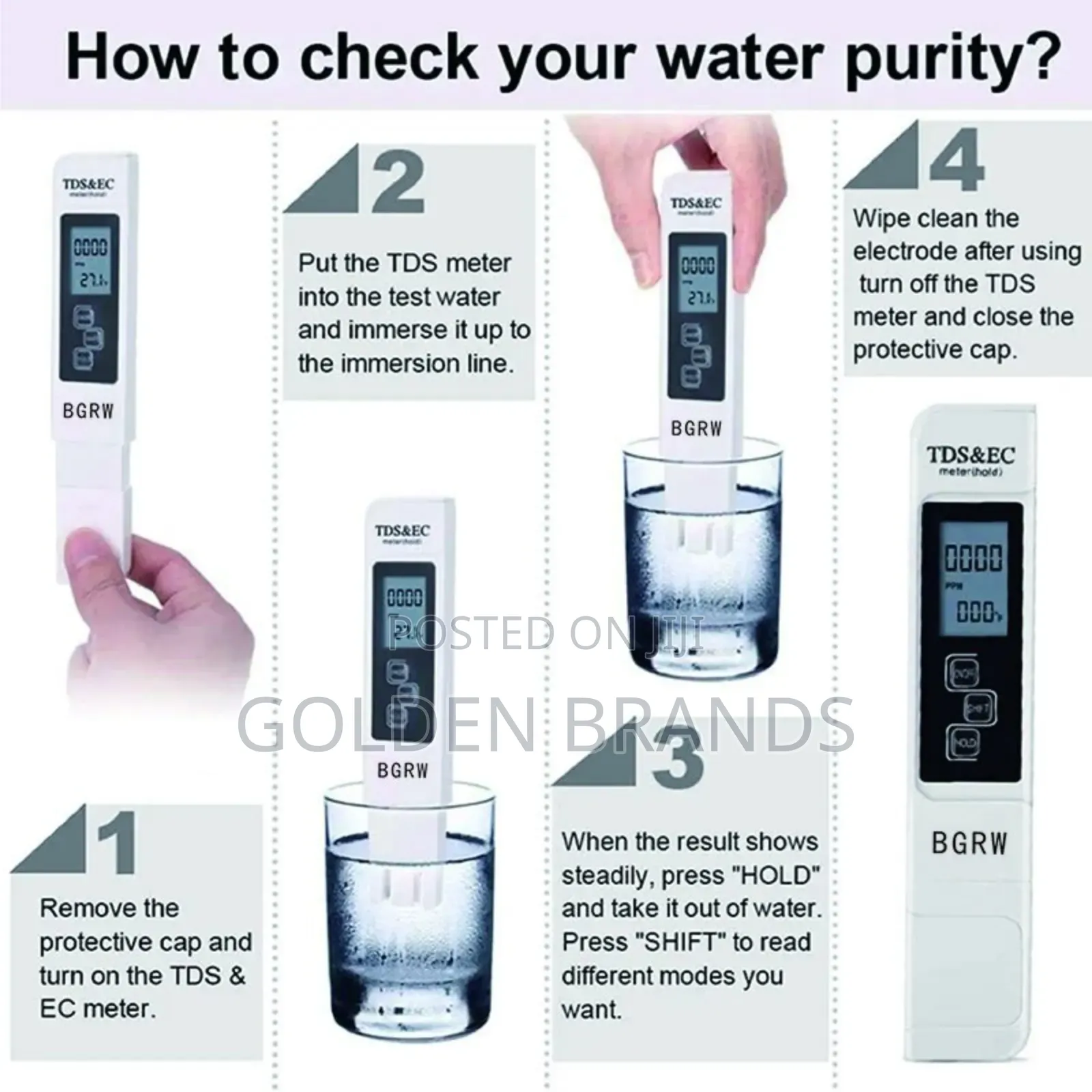 Premium 3-in-1 TDS Ec LCD Water Meter for Fast,Accurate Purity Testing