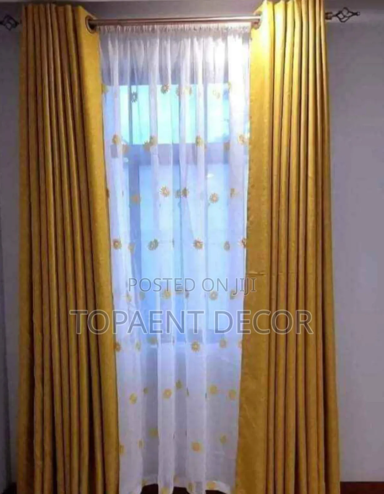Yellow,Door And Window  Quality Window Curtains And White Sheers