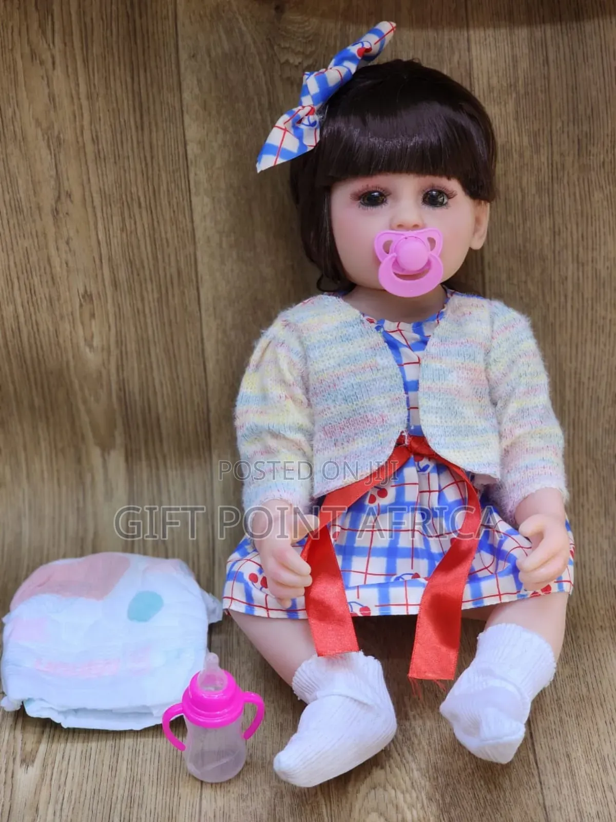 Silicone White Dolls With Pacifier,Feeding Bottle And Dipers For Kids