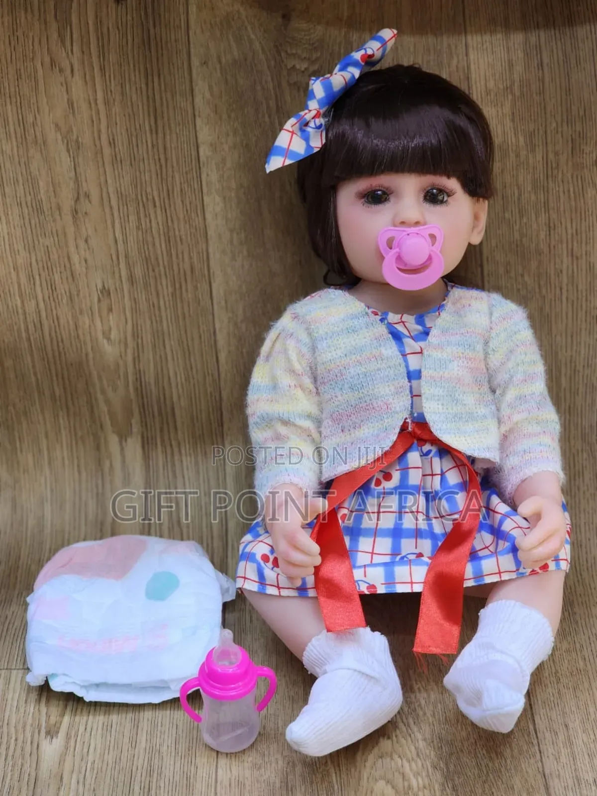 Silicone White Dolls With Pacifier,Feeding Bottle And Dipers For Kids