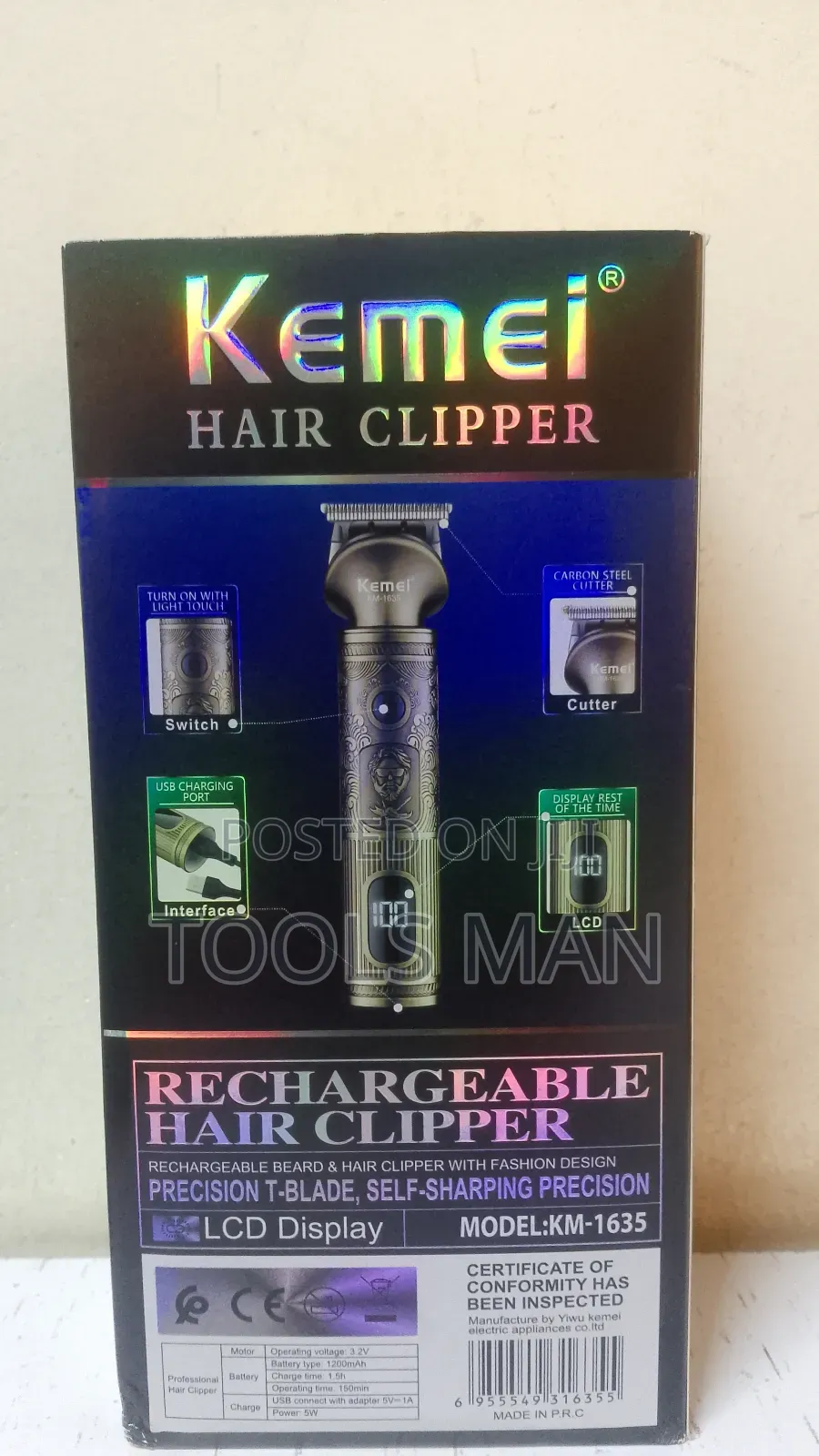Kemei Km-1635 Rechargeable Hair Clipper.