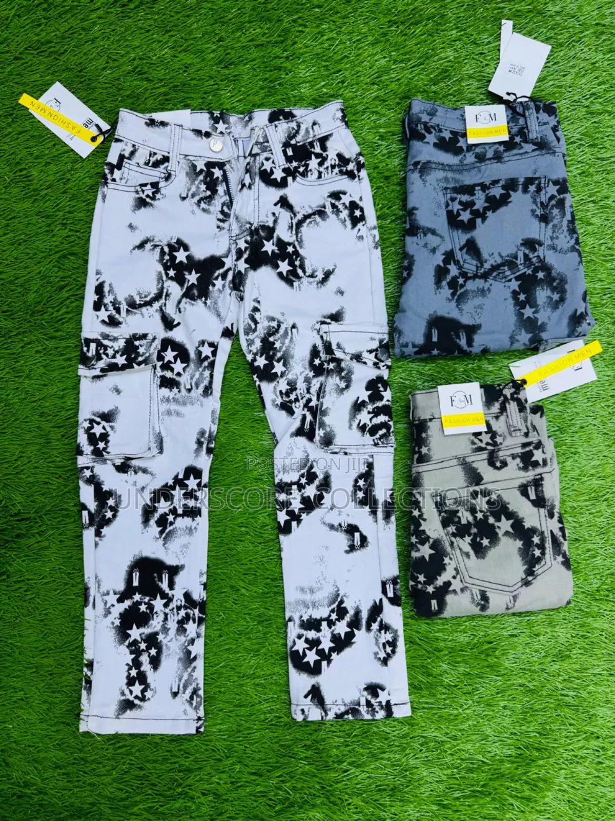 White and Black Cargo Pants