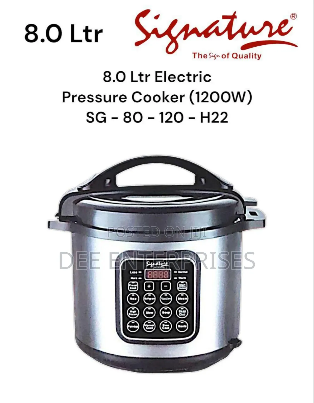 Signature Electric Pressure Cooker 8l