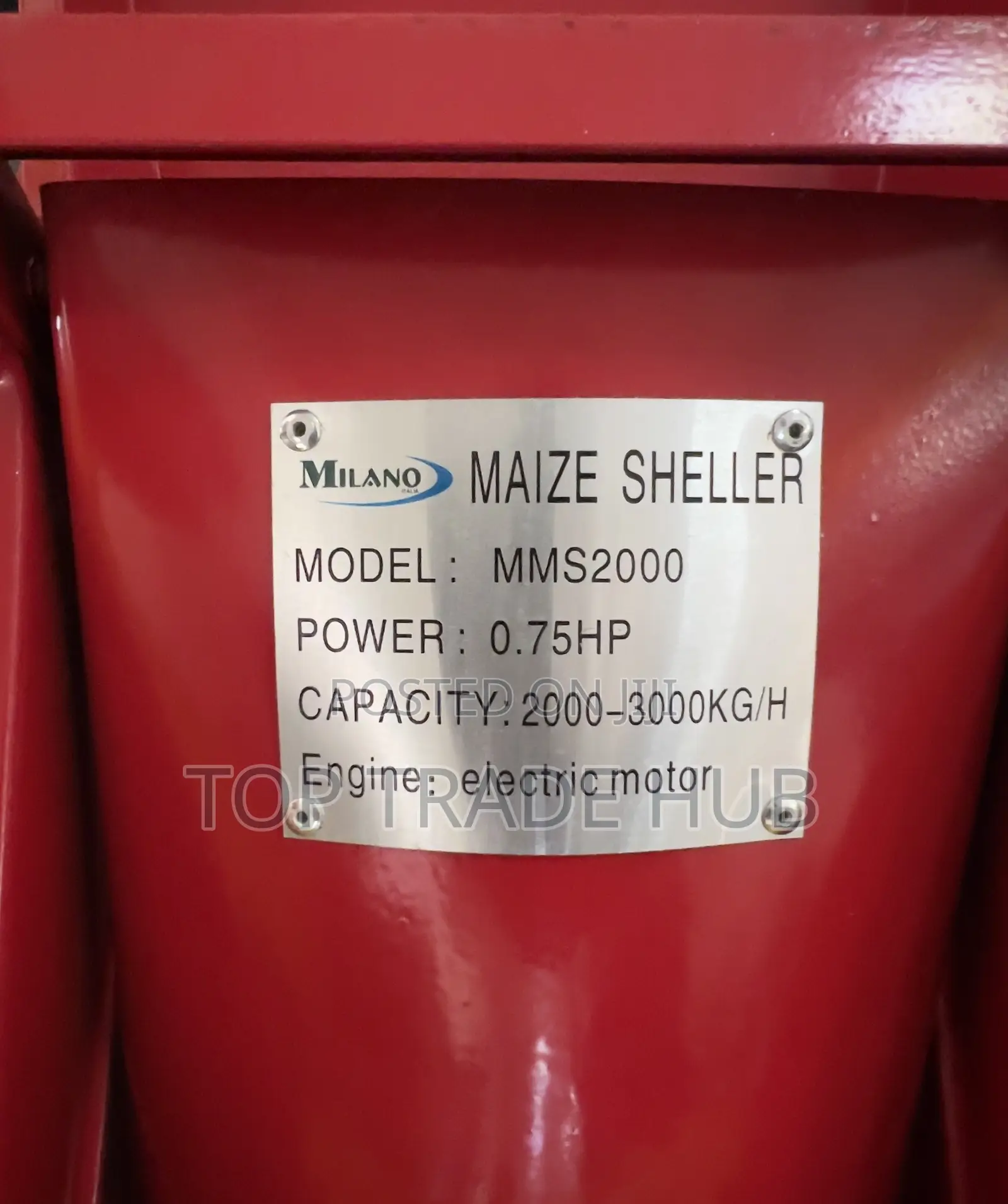 Mms2000 Milano Italia Maize Sheller 2000kg-3000kg/Hr With 1.5hp Motor