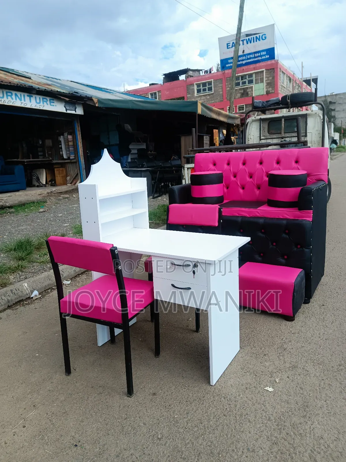 Pink N Black Pedicure 2 Seater, and Manicure Set