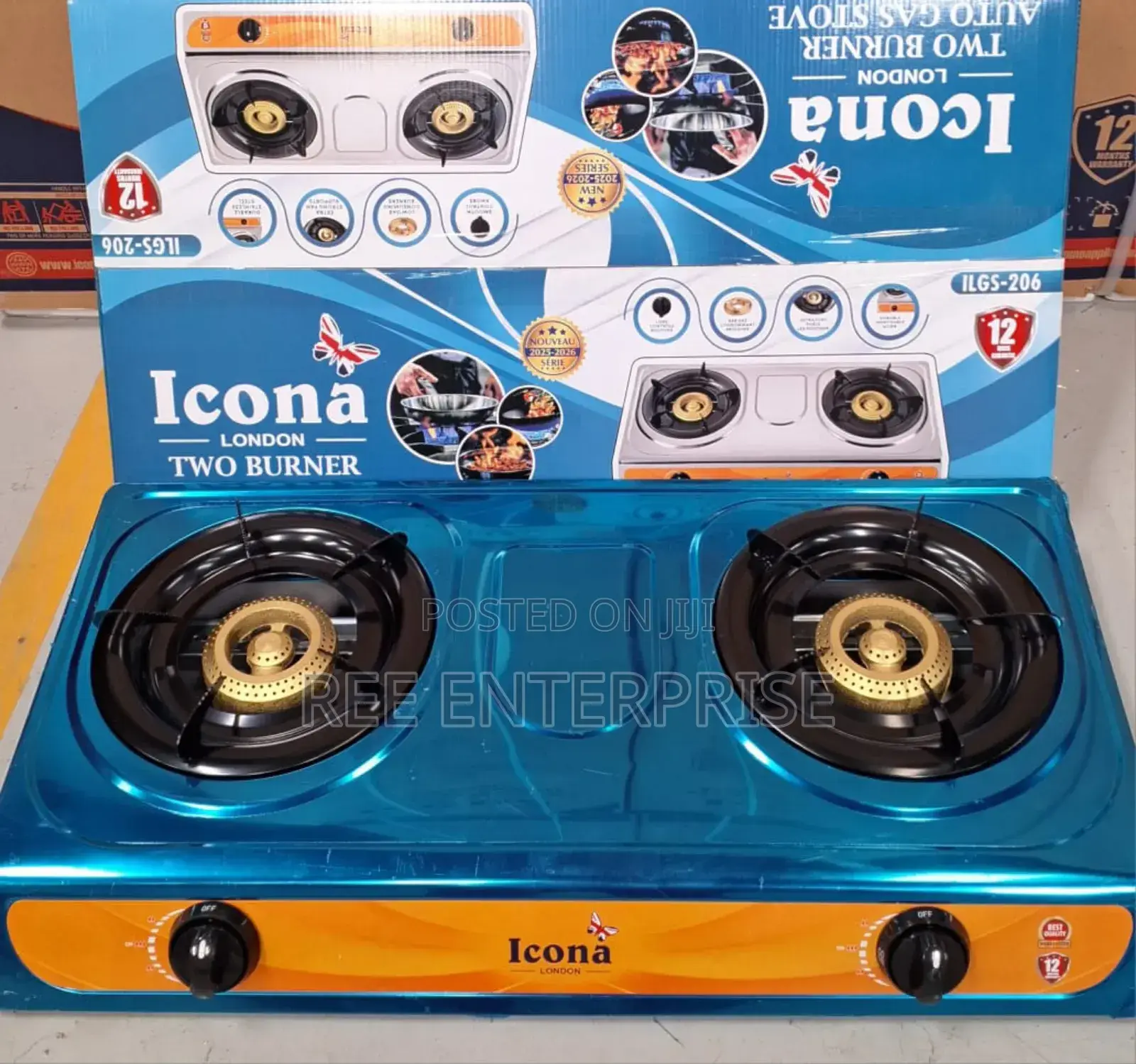 Icona 2 Burner Gas Stove Stainless Steel Cooker
