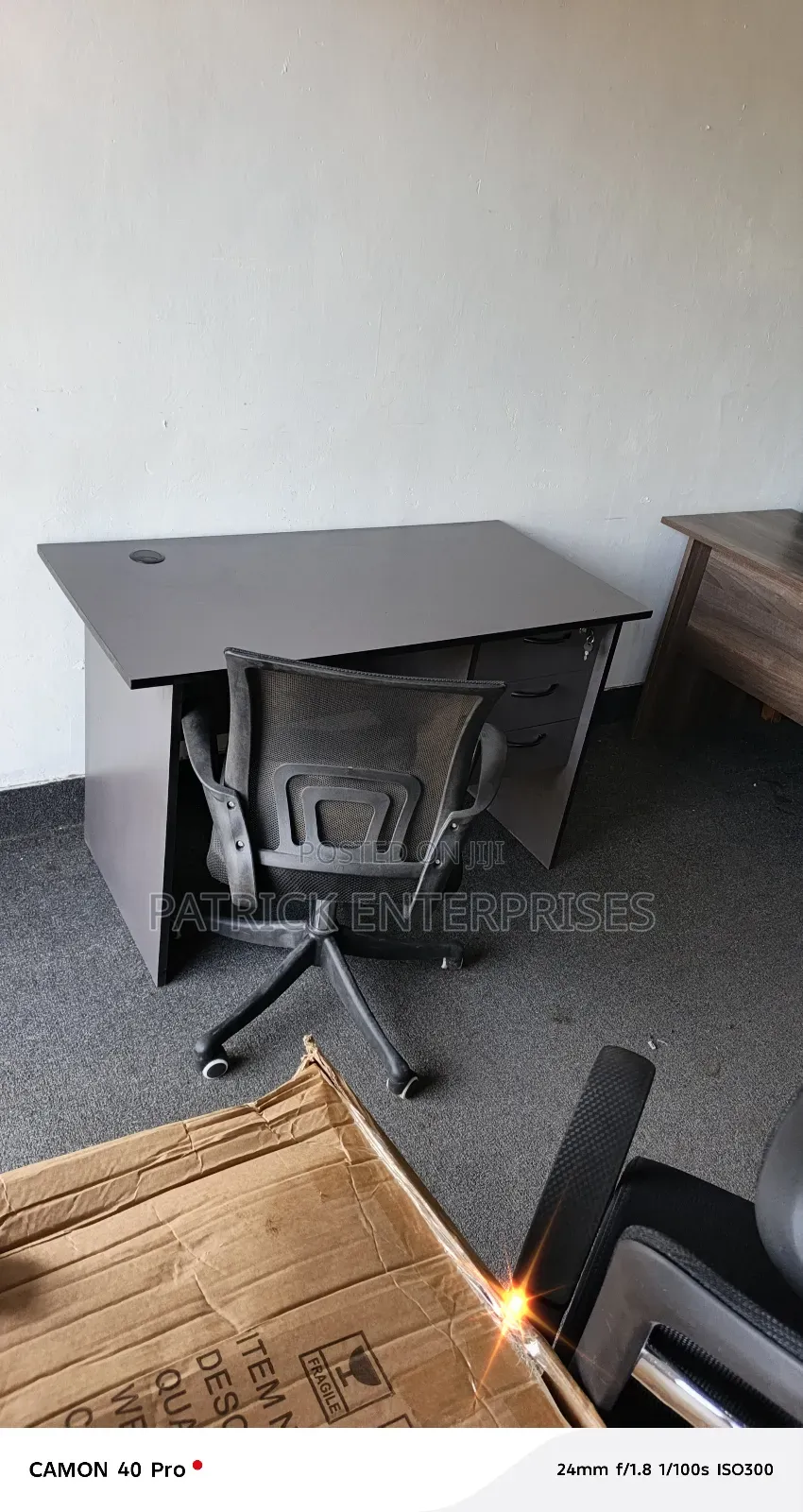 1.2 Mtrs Gray Office Desk + Low Back Mesh Chair