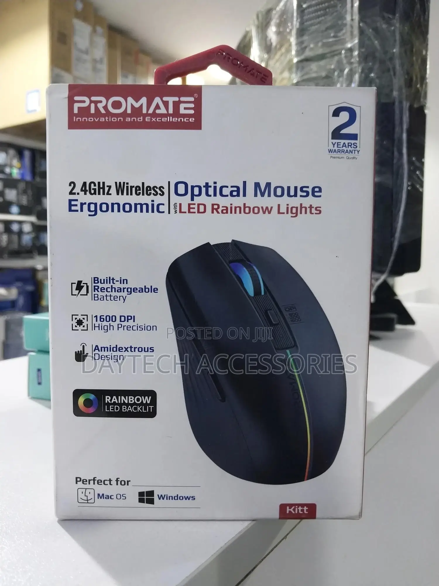 Promate Kitt 2.4ghz Wireless Ergonomic Optical Mouse.