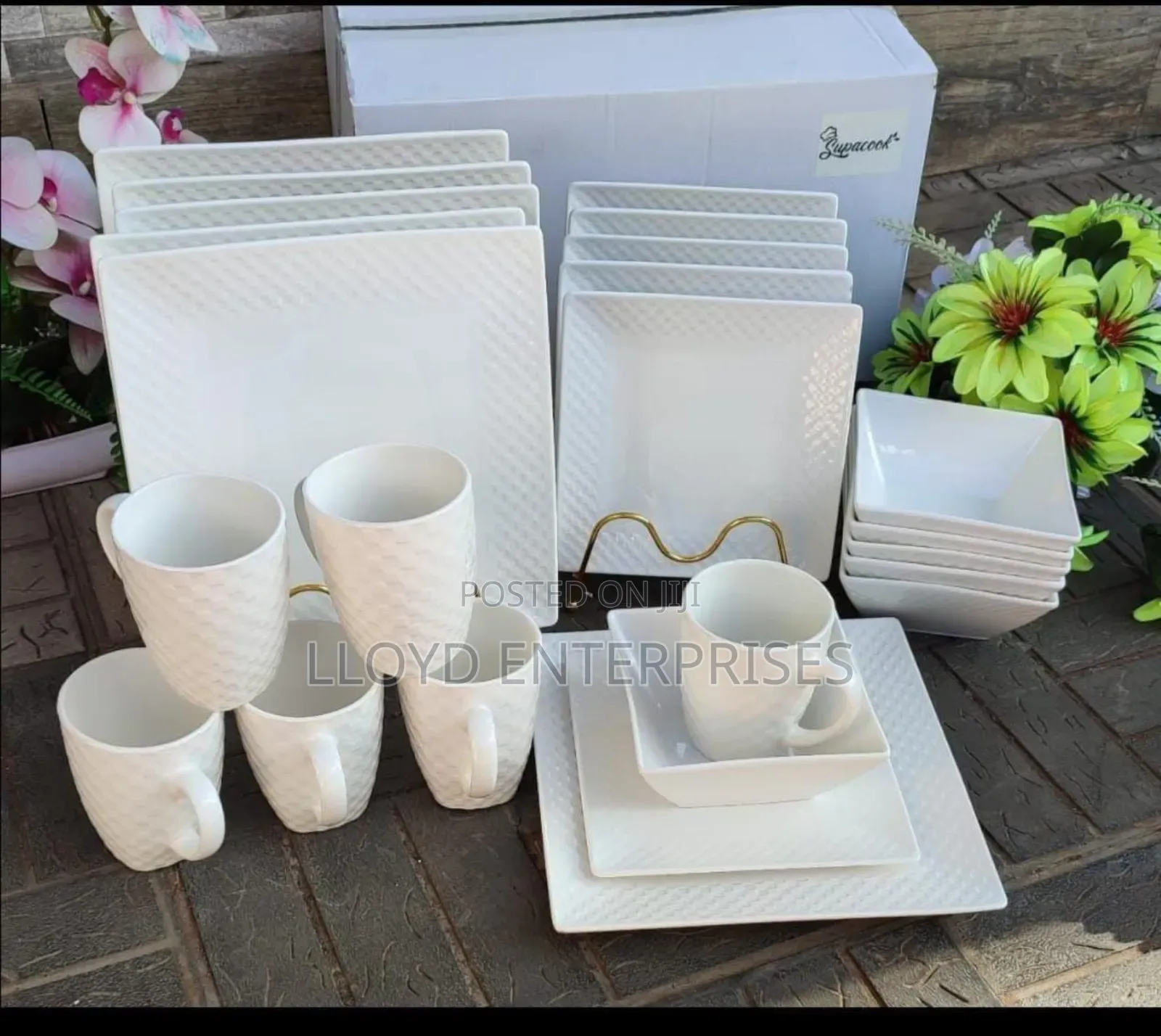 24pcs Square White Dinner Set