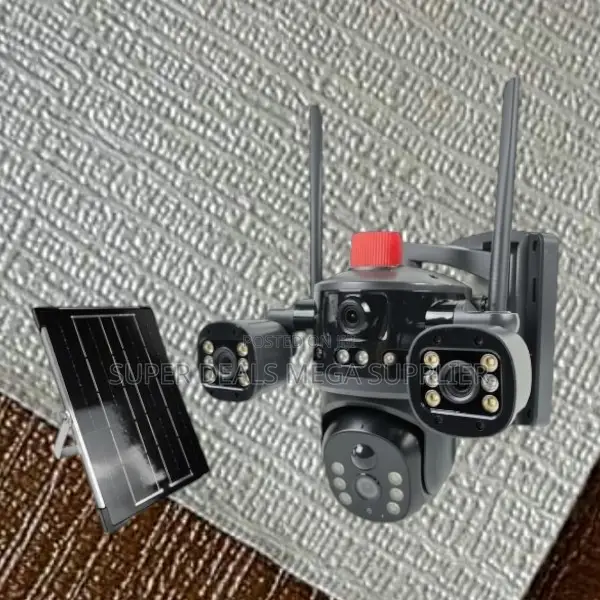 4g Solar Camera Multiple Lens With Light Alarm Siren Night Vision