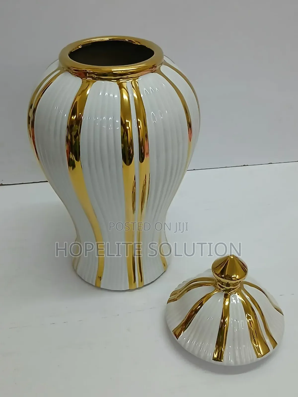 Gold Plated White Vase Available