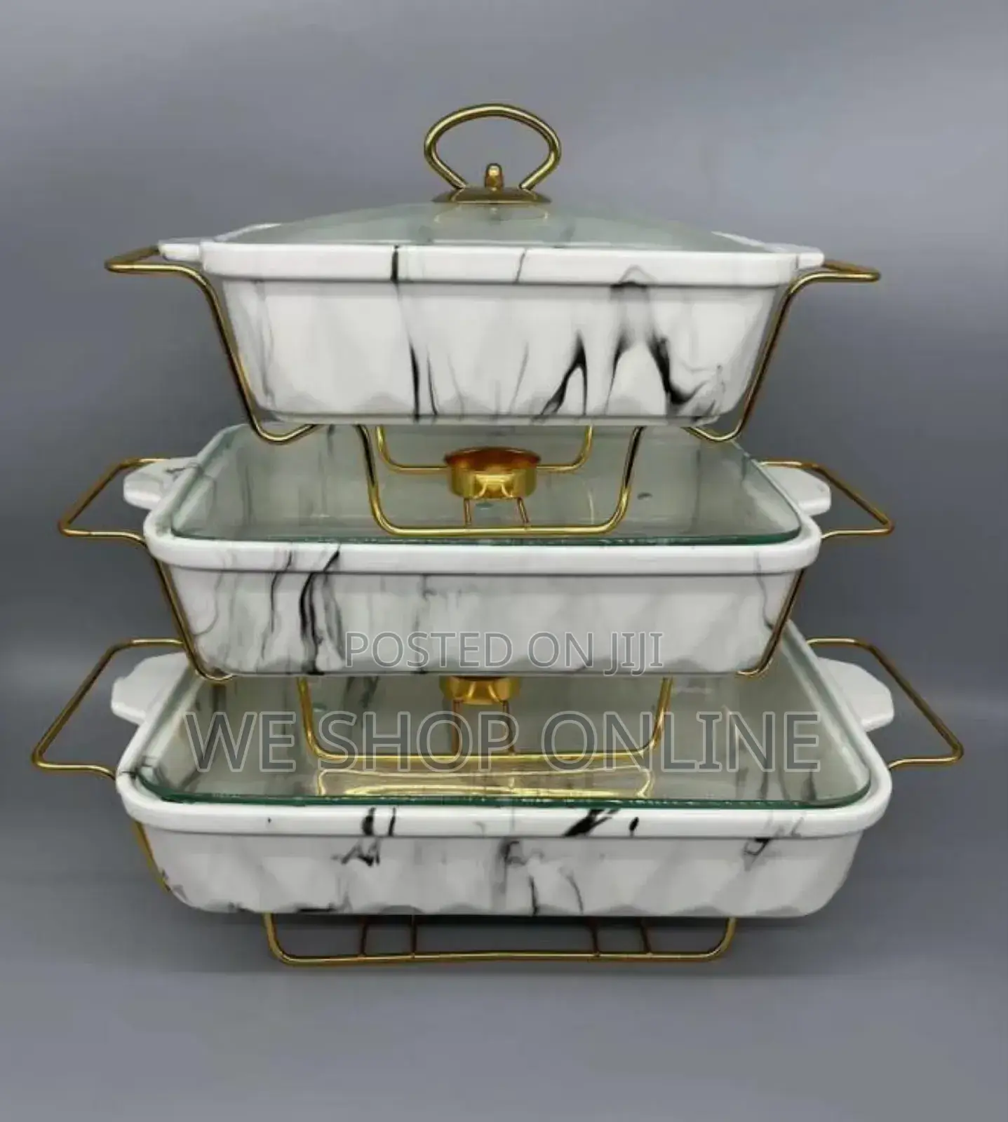 3pc Ceramic Chaffing Dishes