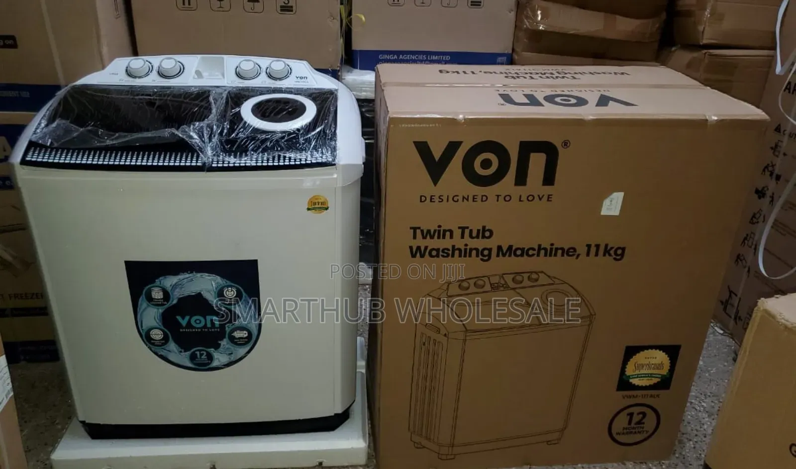 Von 11kgs Twin Tub Washing Machine -White