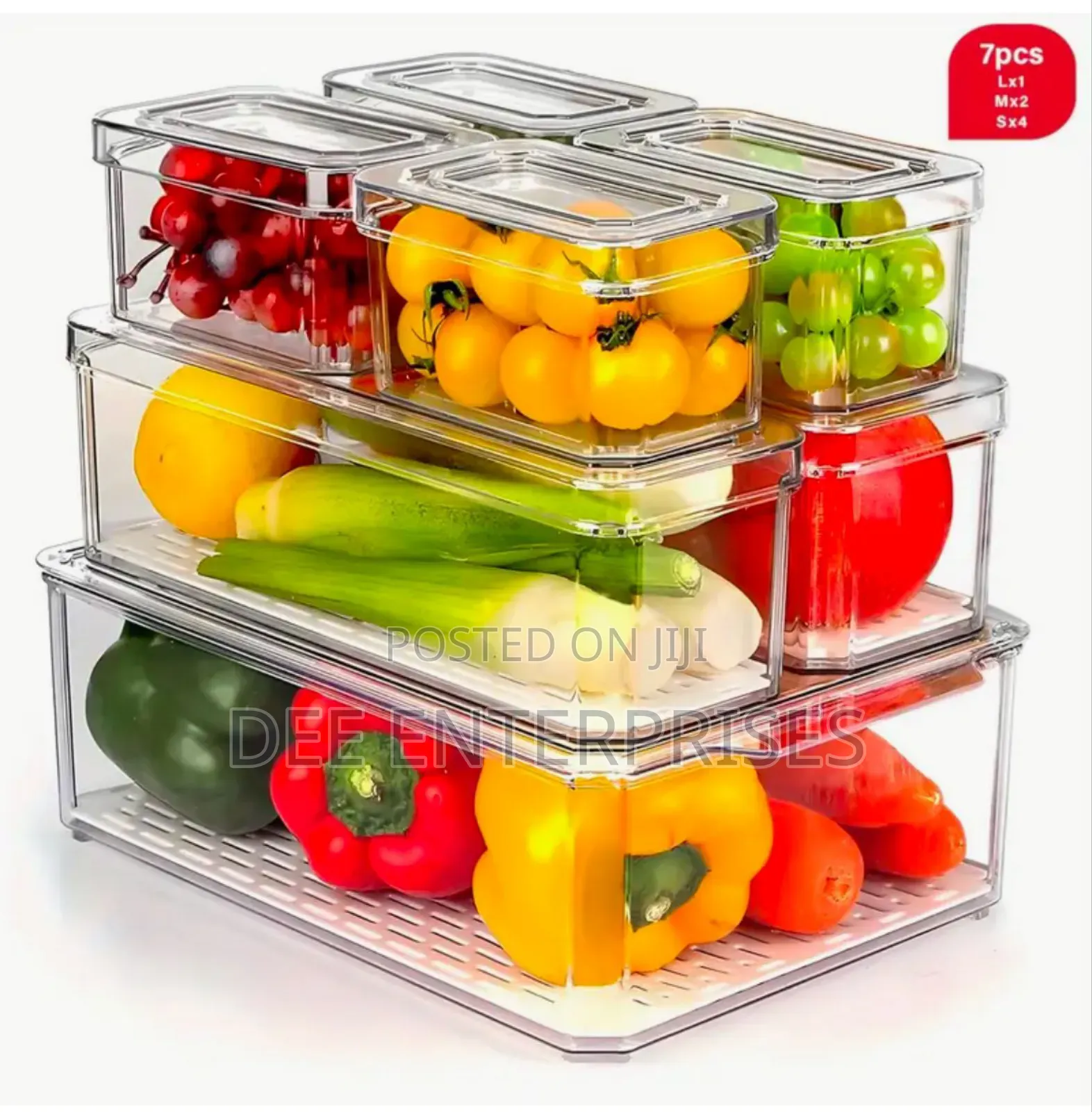 7pcs Bpa-Free Stackable Acrylic Fridge Organizer Bins With Lids