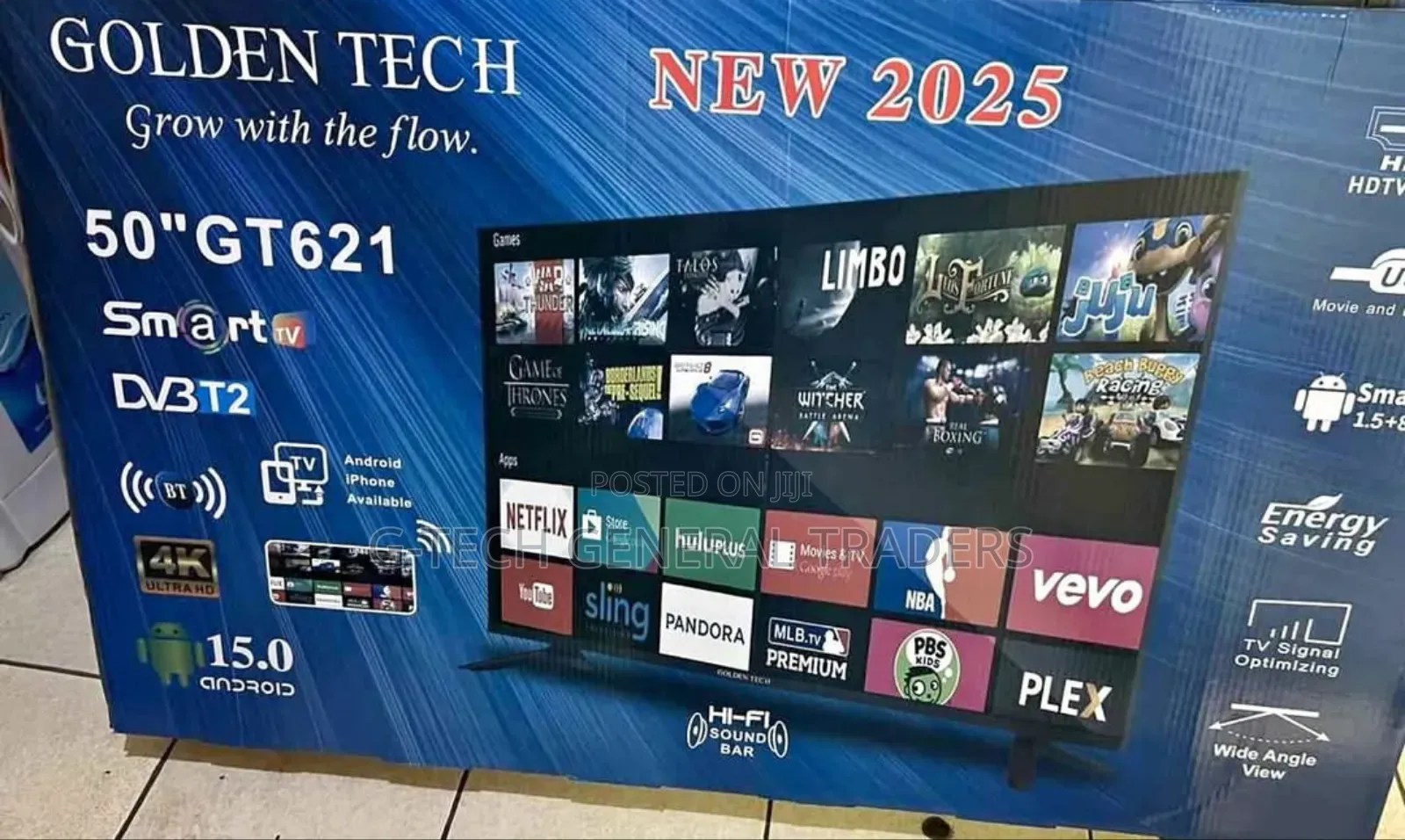 Goldentech 50inch Smart Android, Youtube, Netflix, Frameless Led Tv