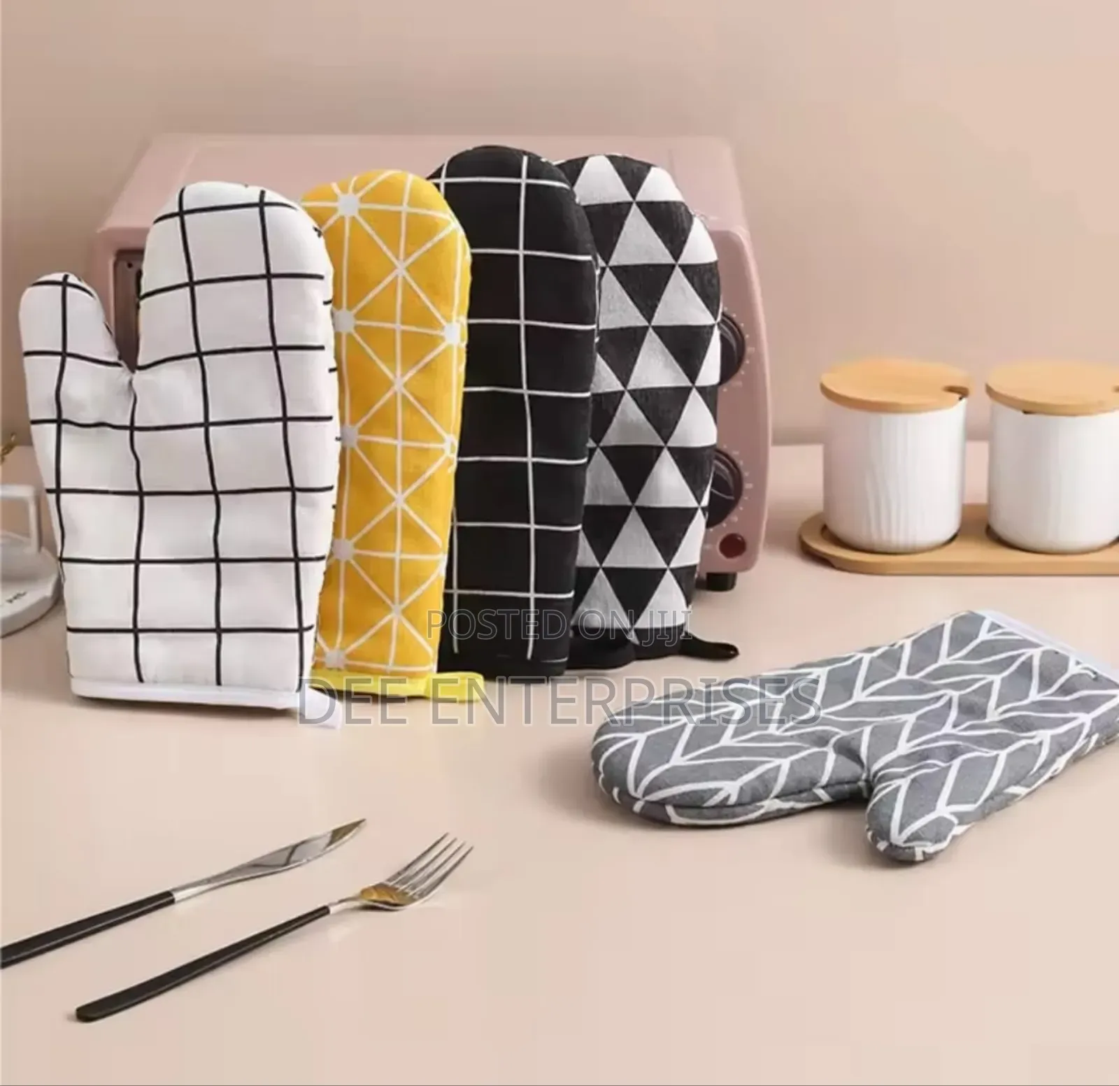 2pcs Cotton Linen Oven Gloves