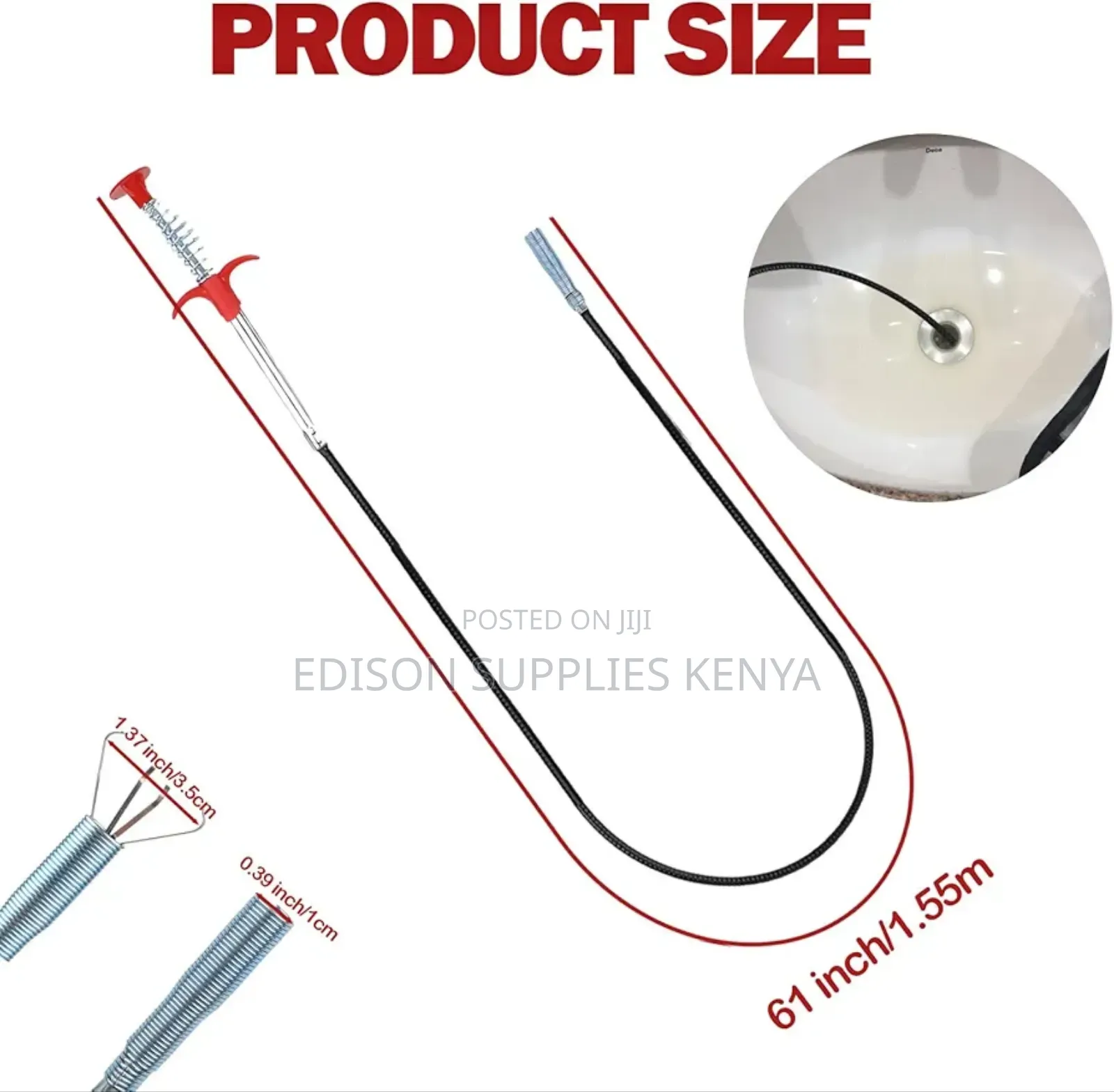 Drain Cleaner Spiral Snake Unclogger Sewer Sink Pick Up Tool