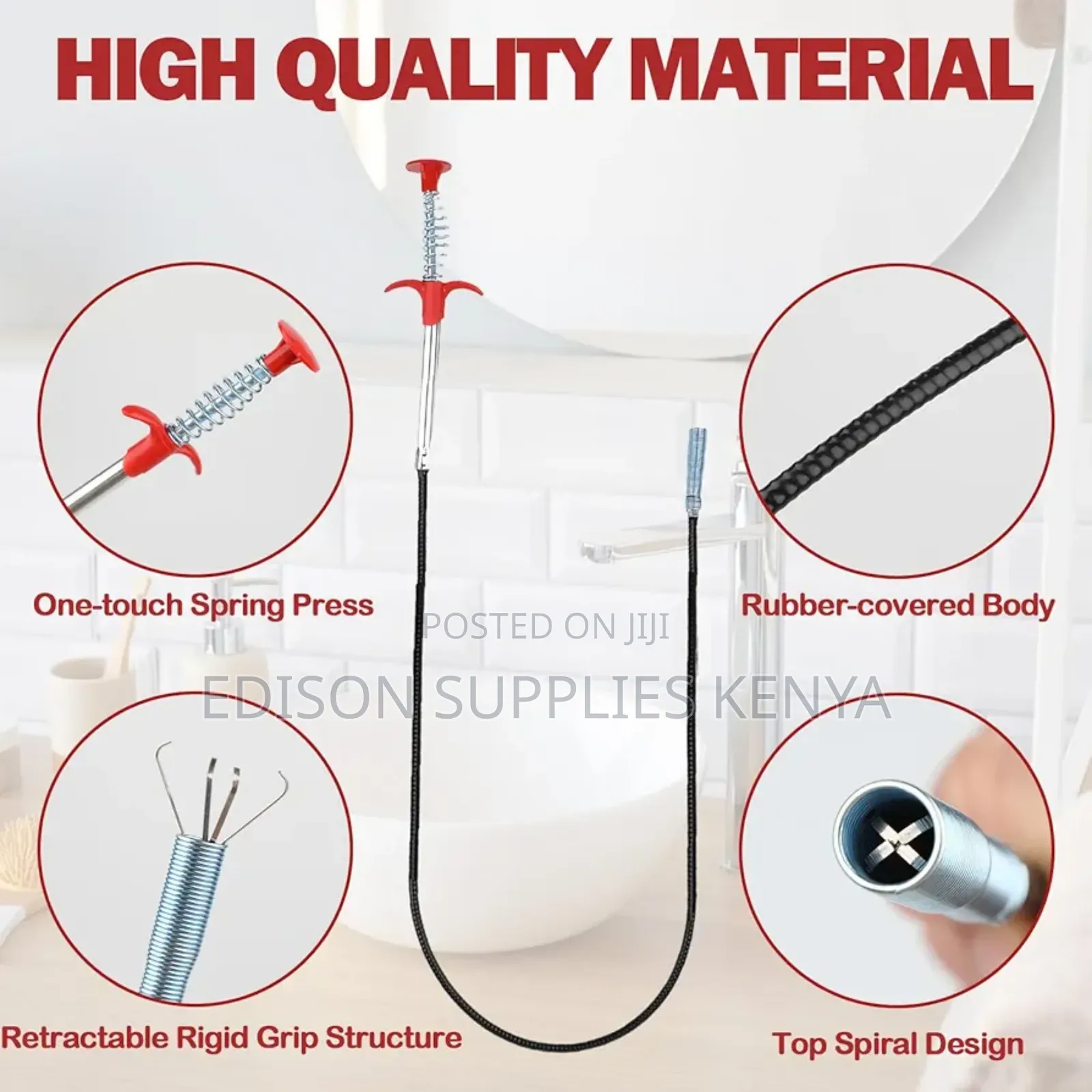 Drain Cleaner Spiral Snake Unclogger Sewer Sink Pick Up Tool