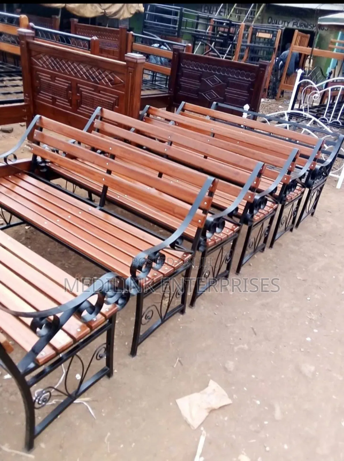 Hardwood Mahogany Metallic Outdoor Benches