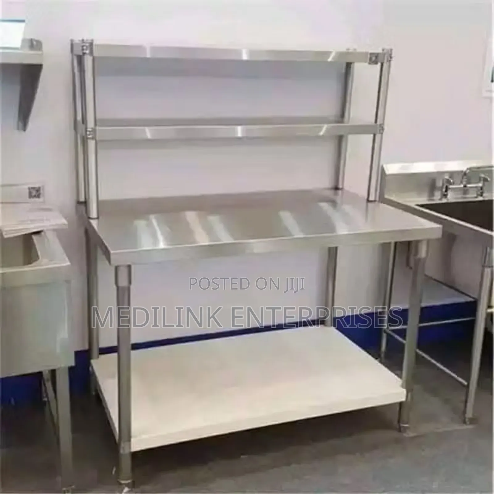Stainless Storage Shelves With Working Table