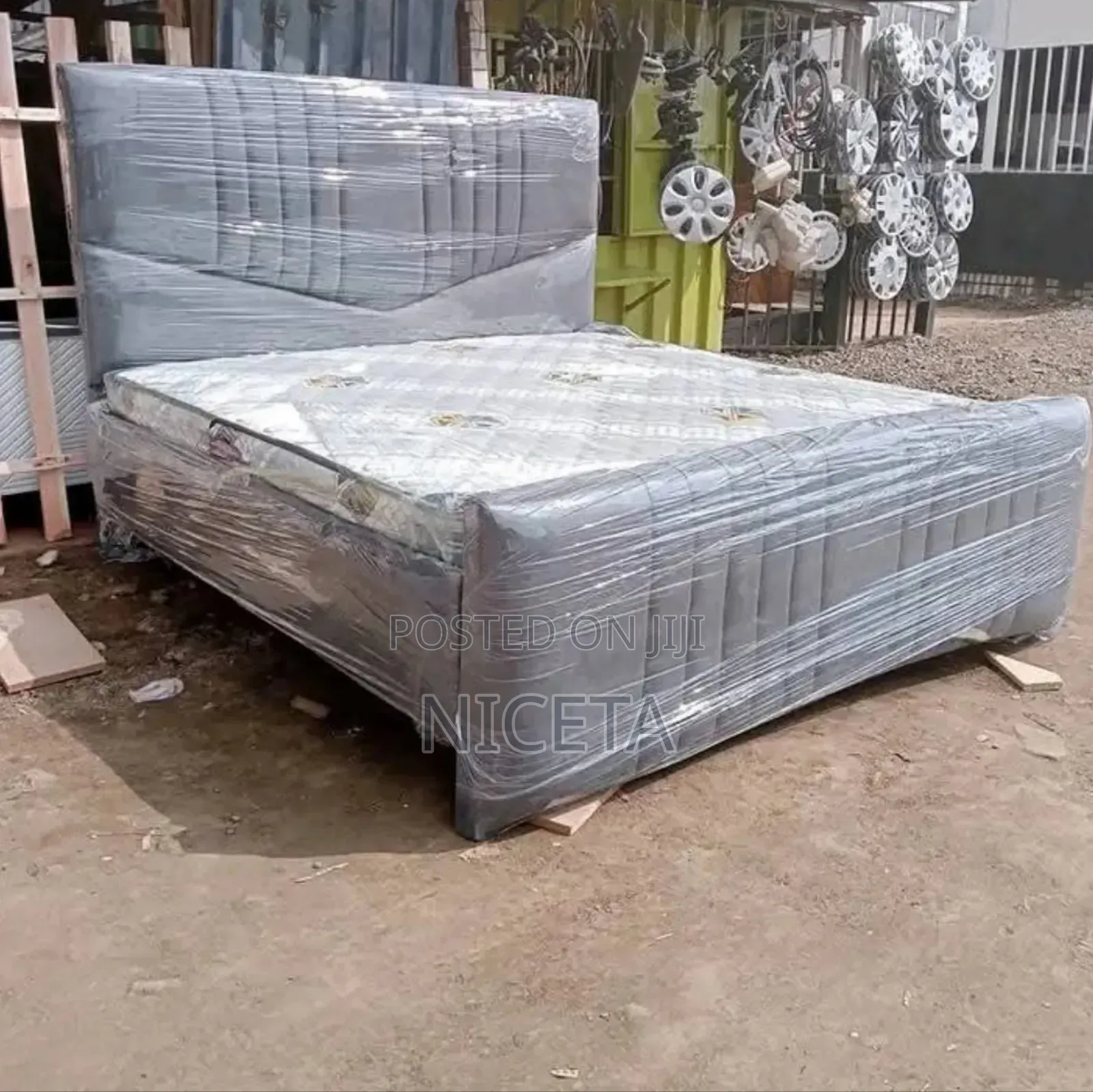 Velvet Gray Chester Bed With 8inch Mattress 5by6bed
