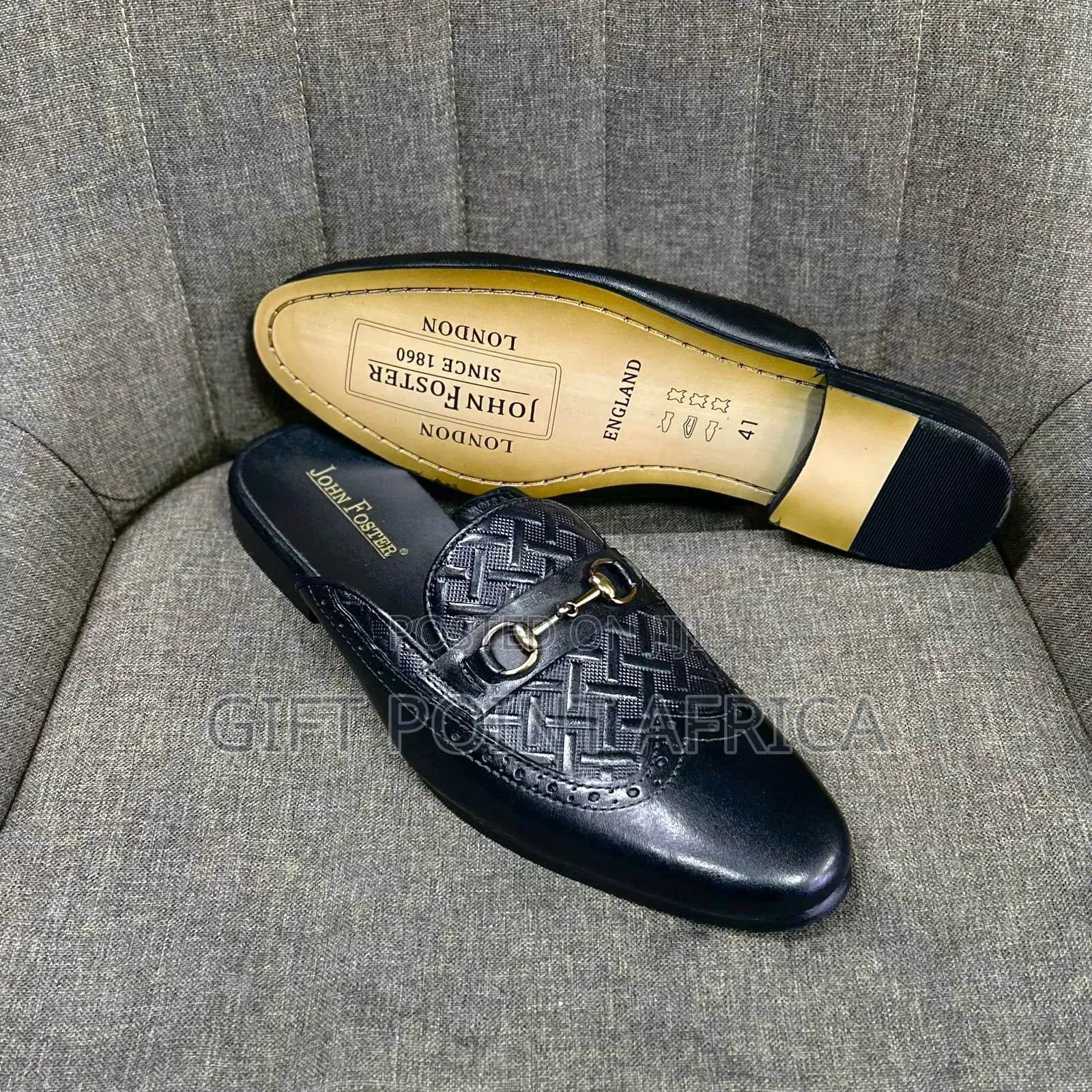 Black Leather John Foster Mules