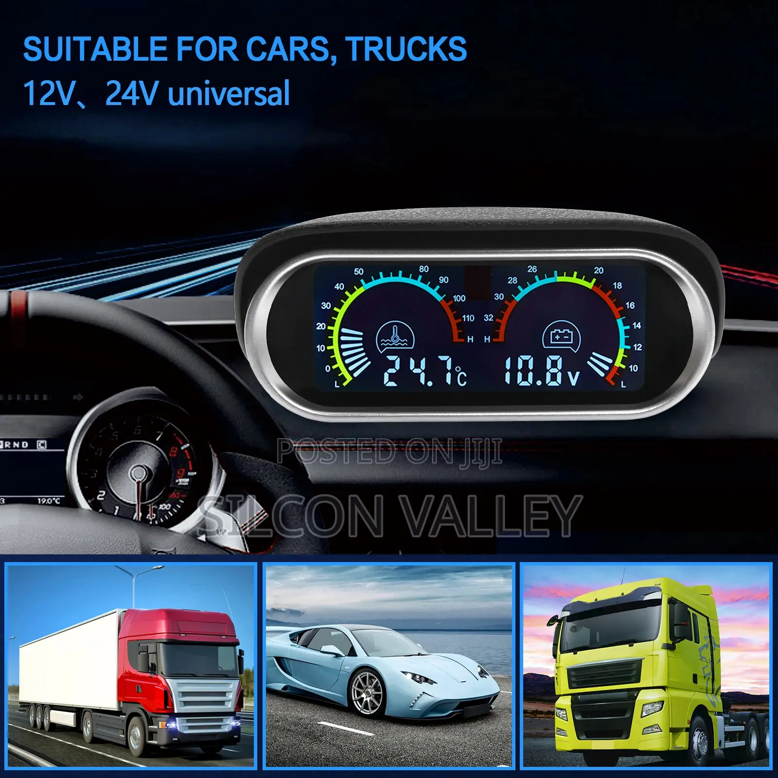 Car Digital Univesal Temperature and Voltage 2-in-1