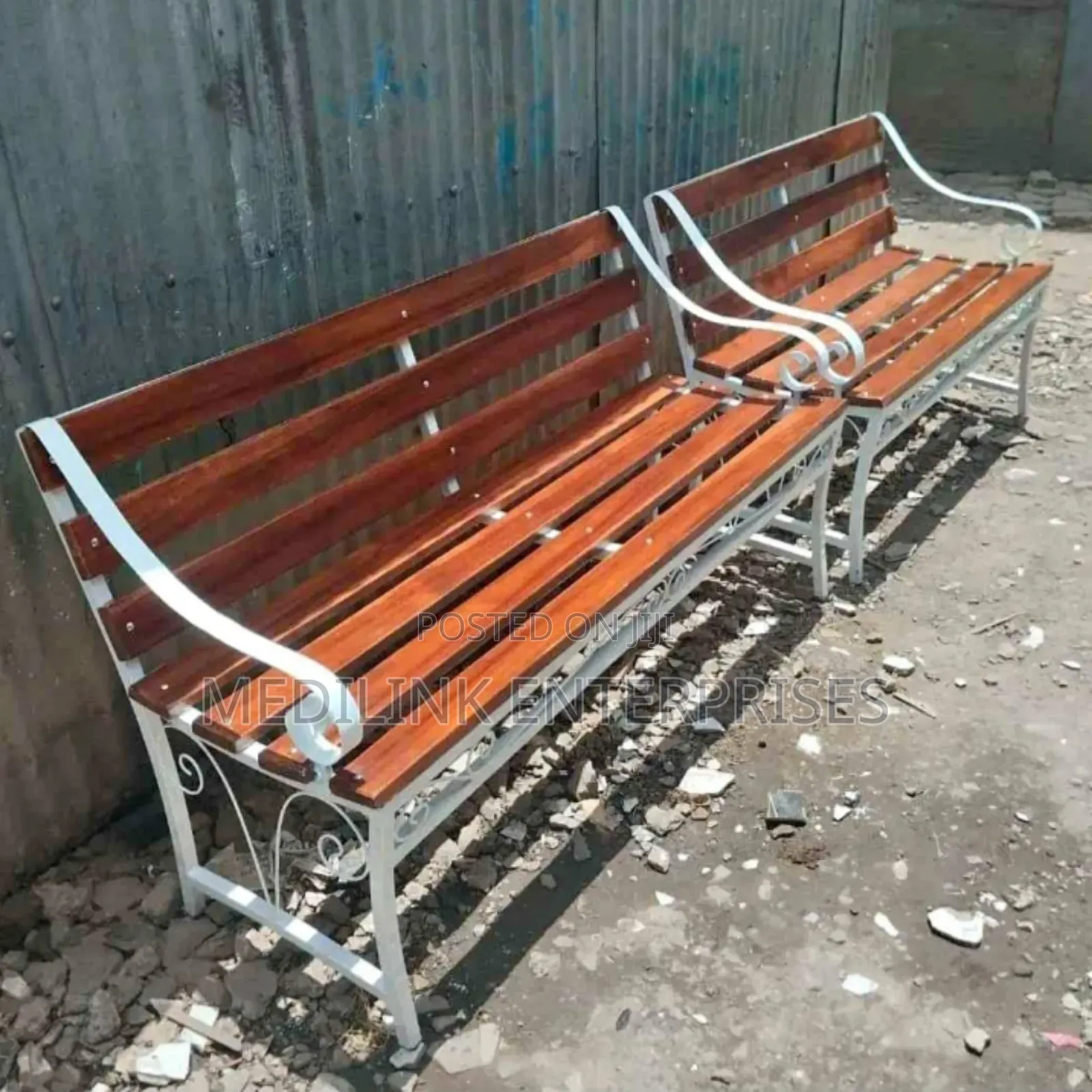 Mahogany Metallic Garden Benches
