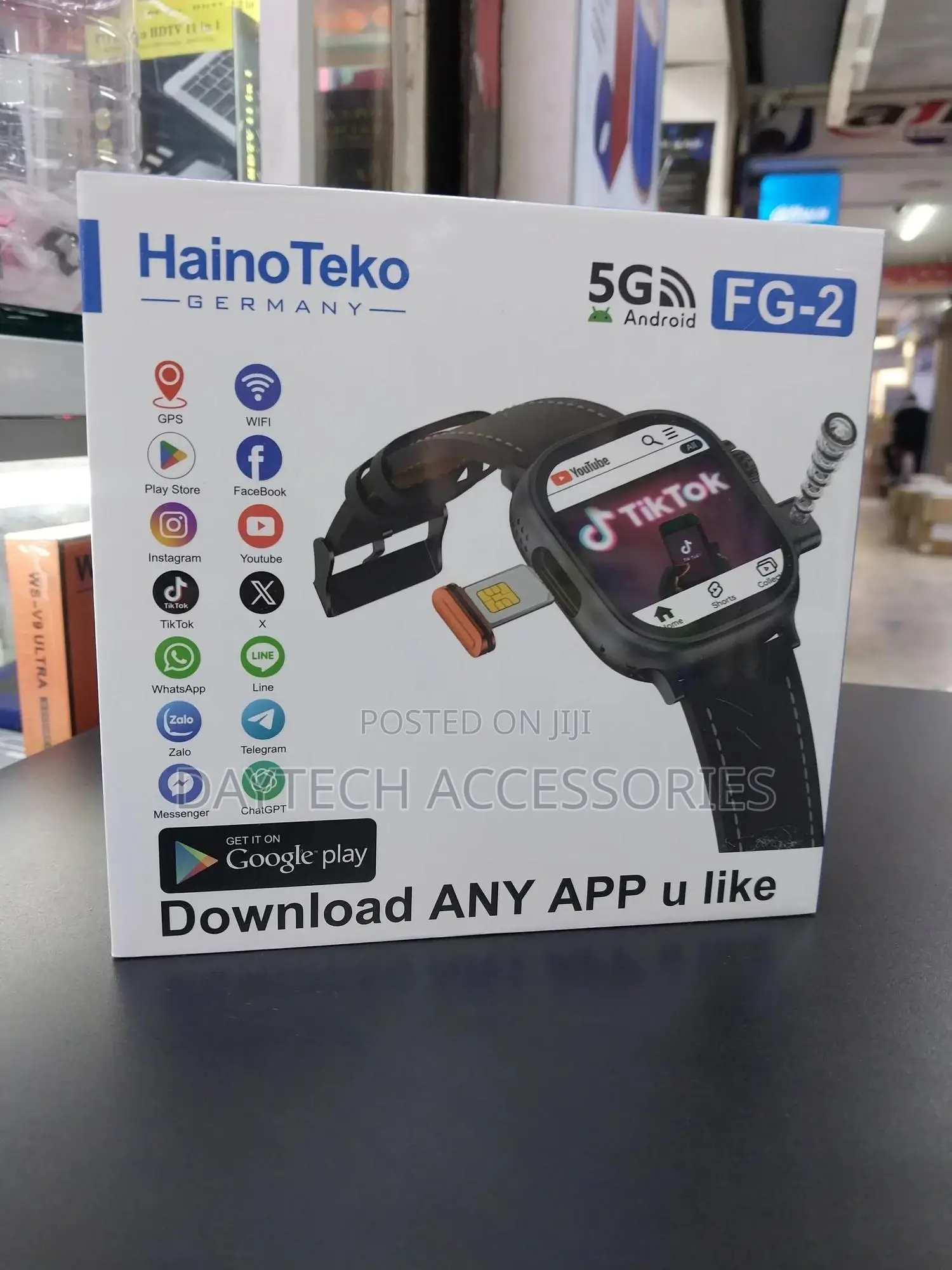 Hainoteko Fg-2 Android Smart Watch With 5g Sim – Black