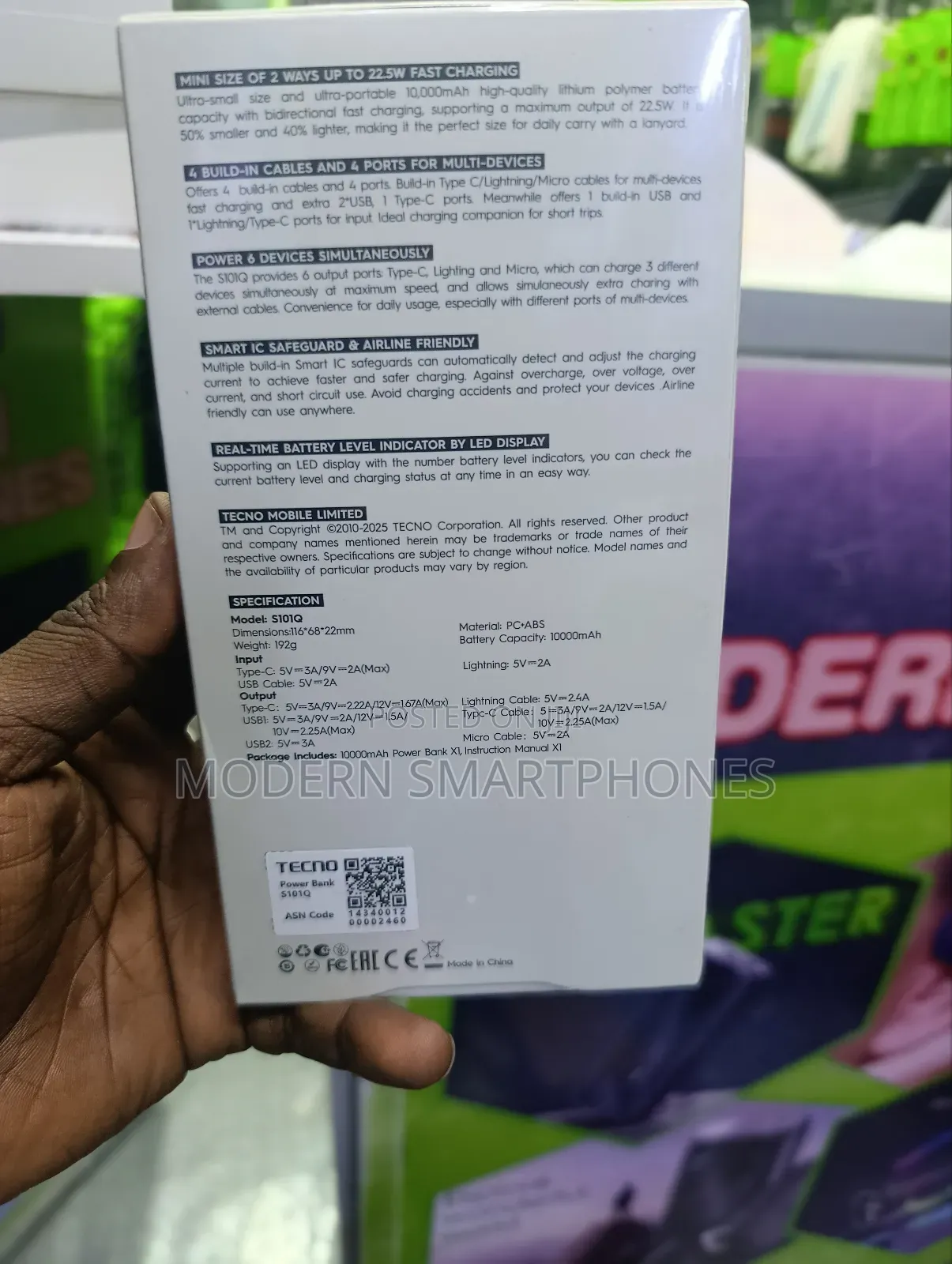 Tecno S101q 10000mah Portable Powerbank 22.5w Fast Charging